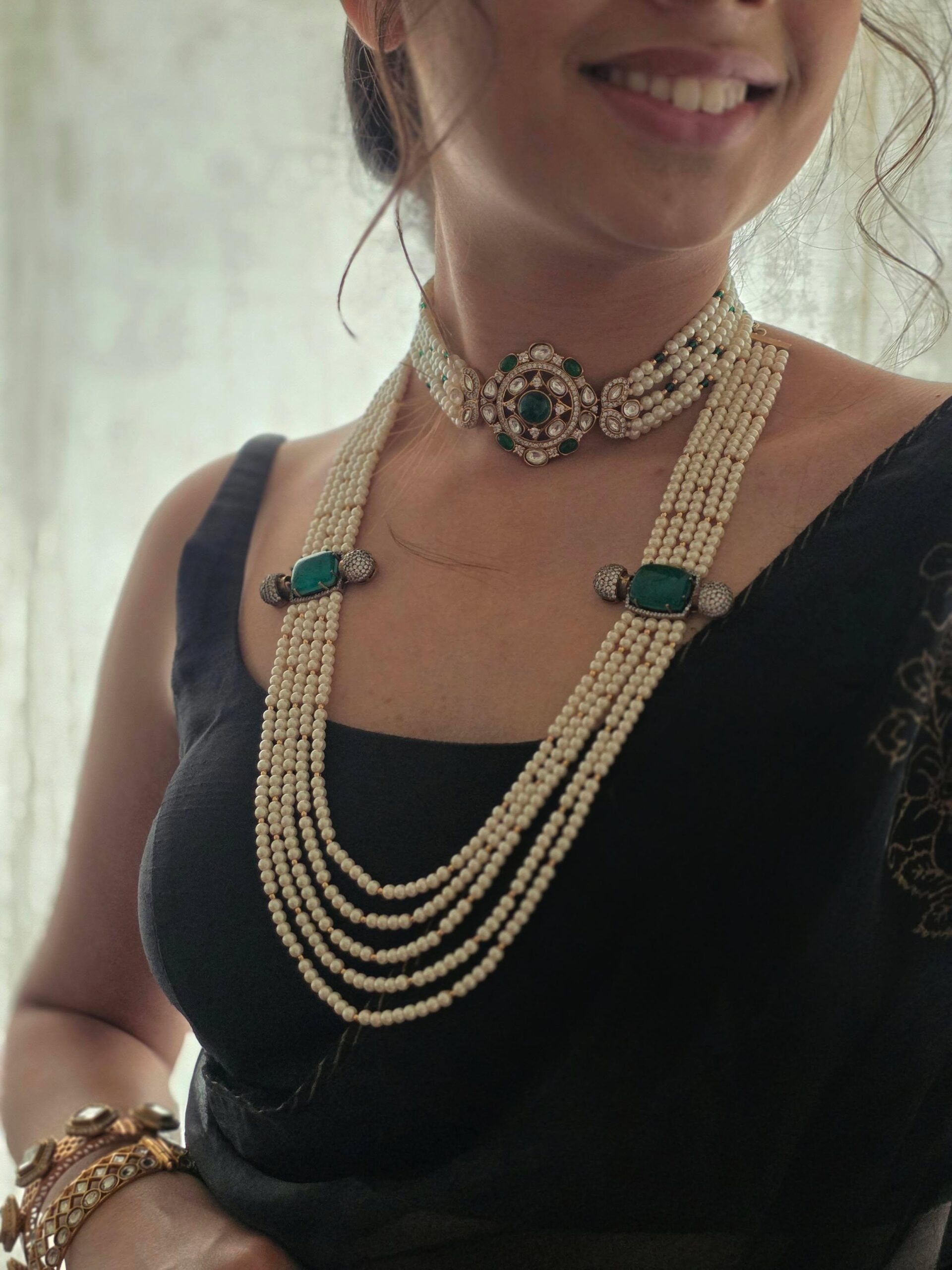 Raia pearl and polki choker Thumbnail