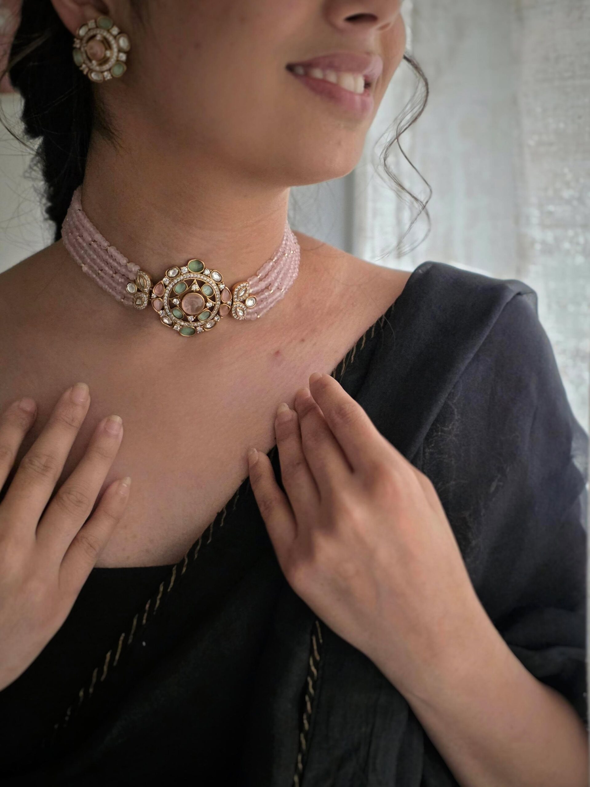 Raia pearl and polki choker Thumbnail