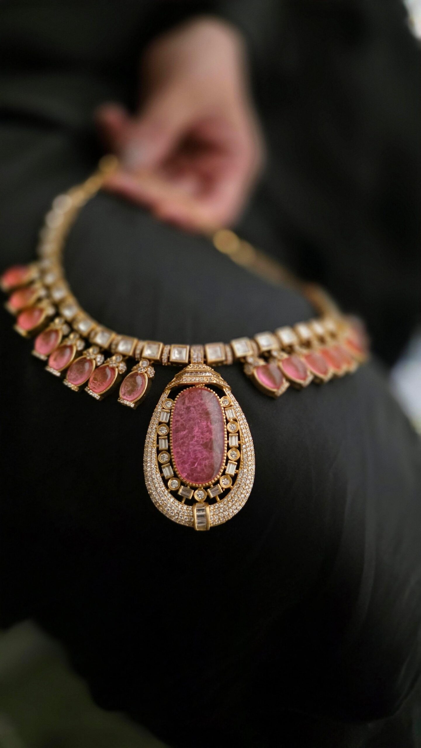 Rubina quartz and polki necklace Thumbnail