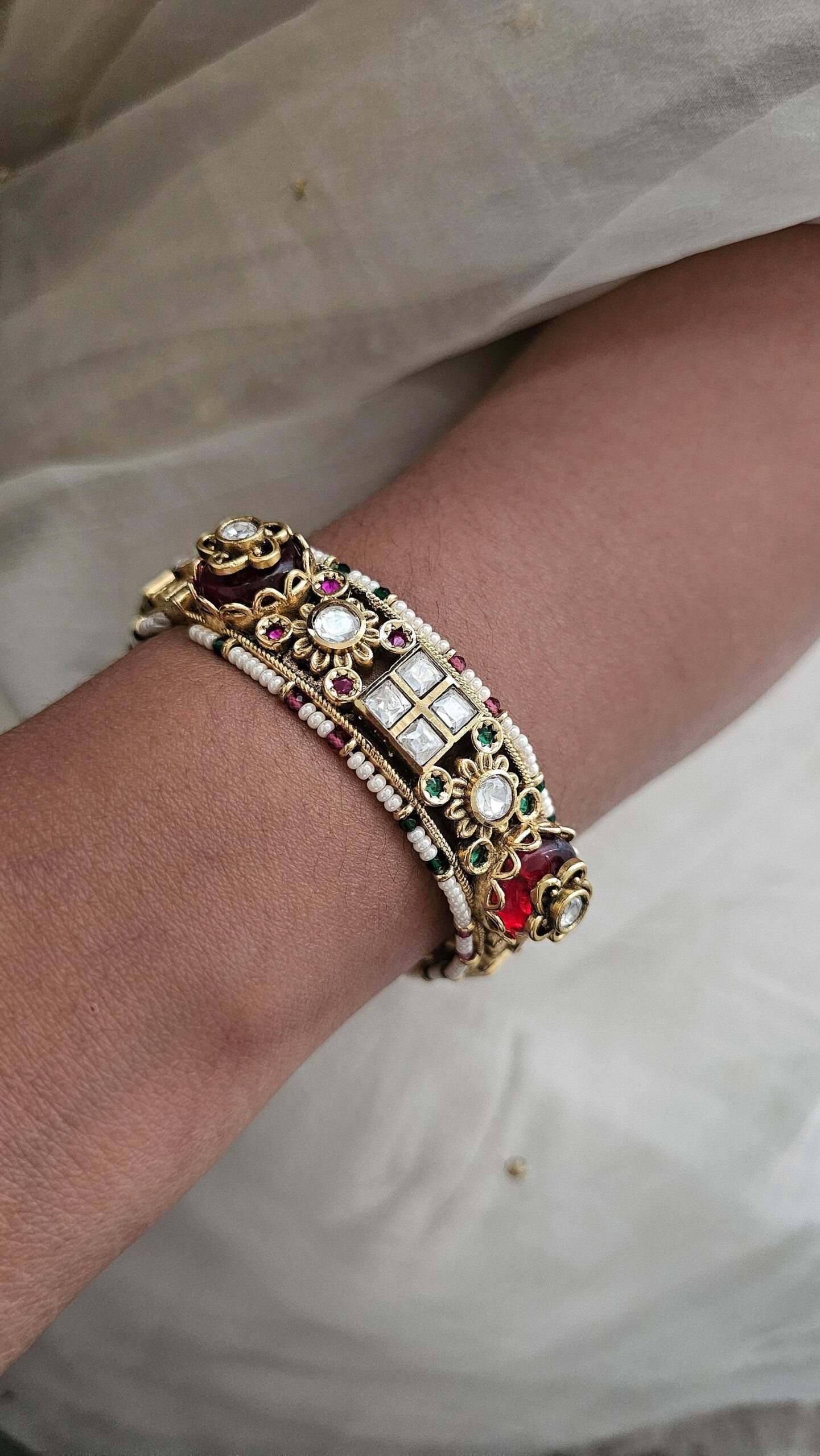 Meera openable pearl and polki bangles Thumbnail