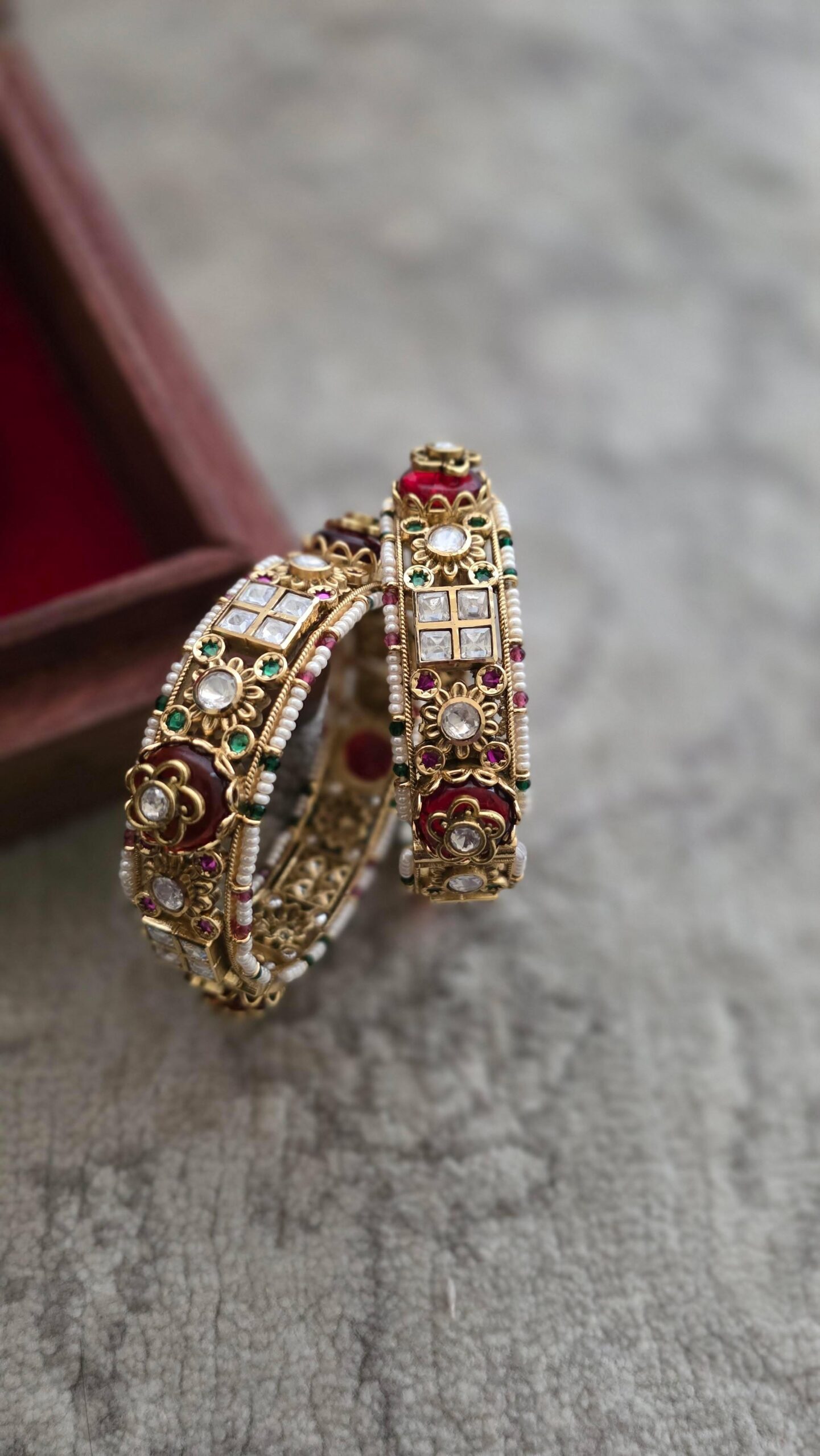 Meera openable pearl and polki bangles Thumbnail