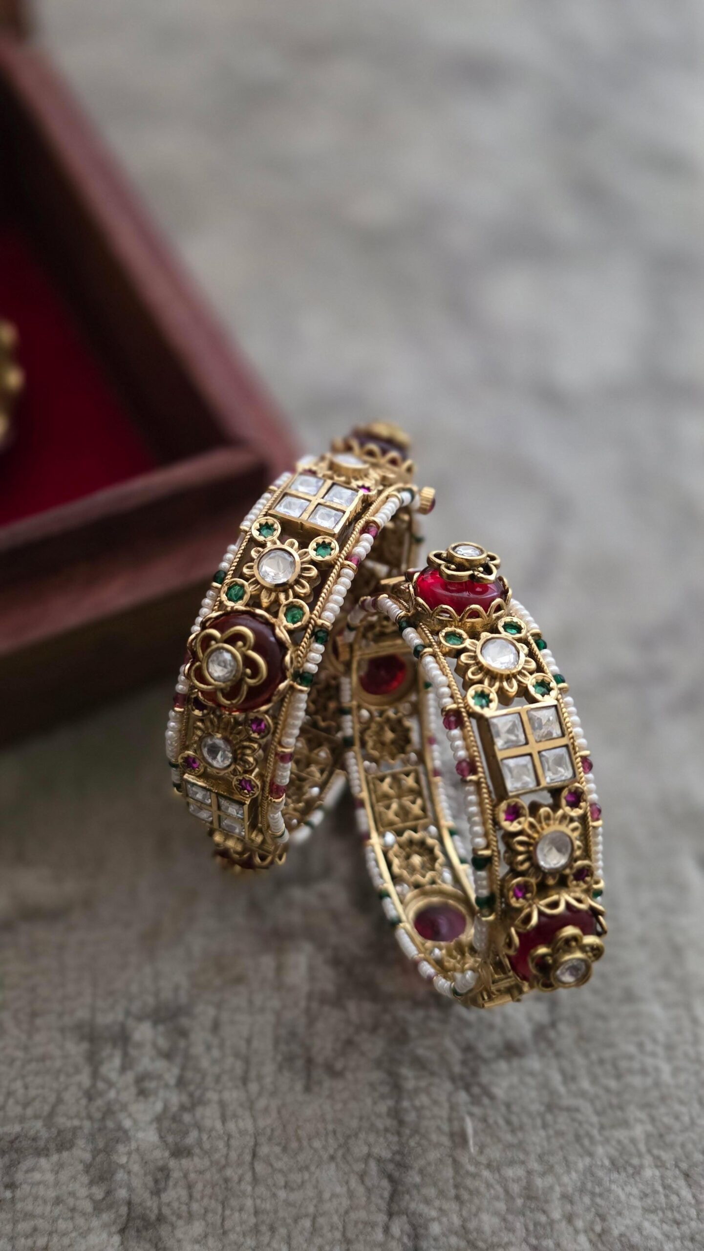 Meera openable pearl and polki bangles Thumbnail