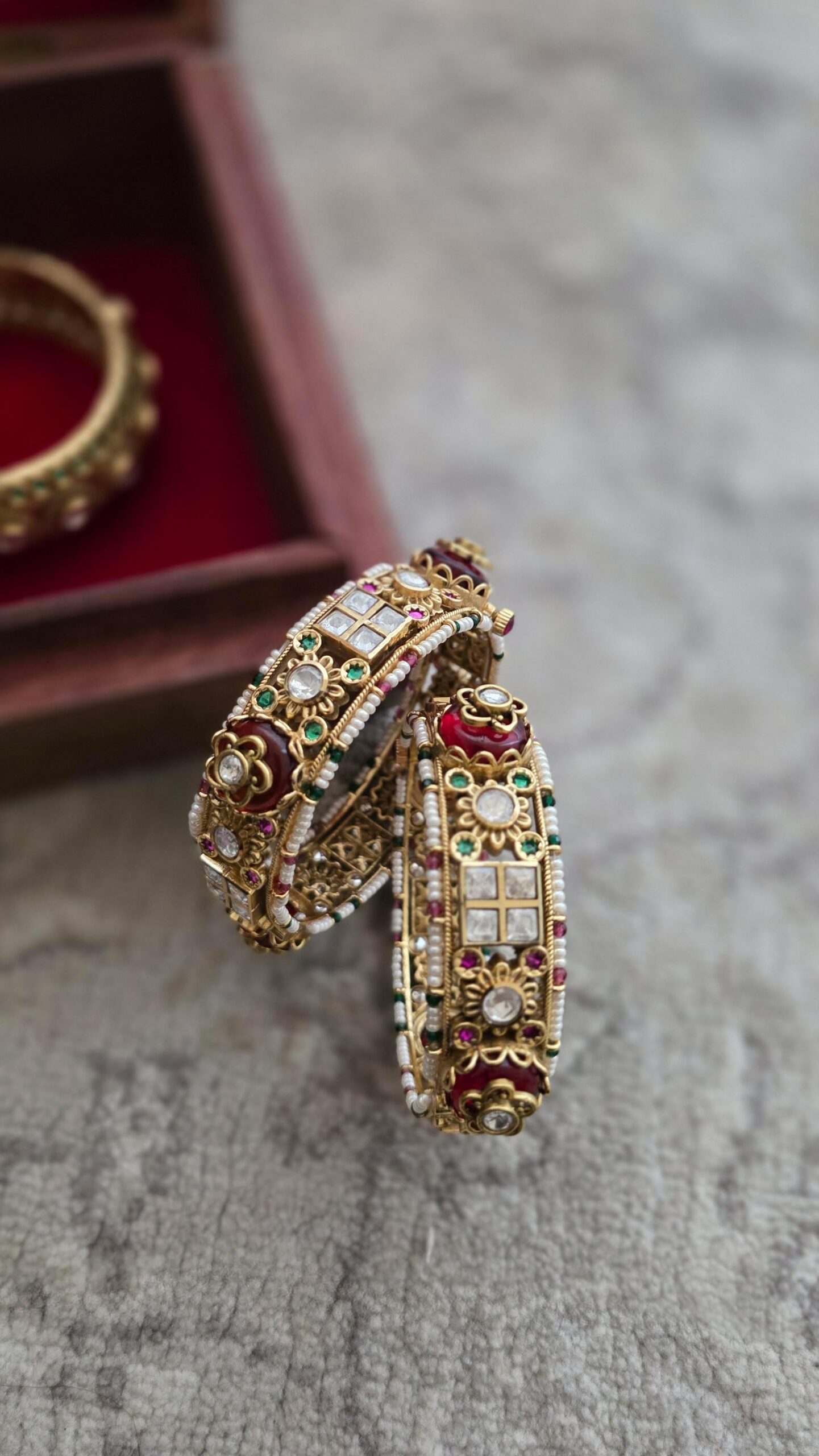 Meera openable pearl and polki bangles Thumbnail