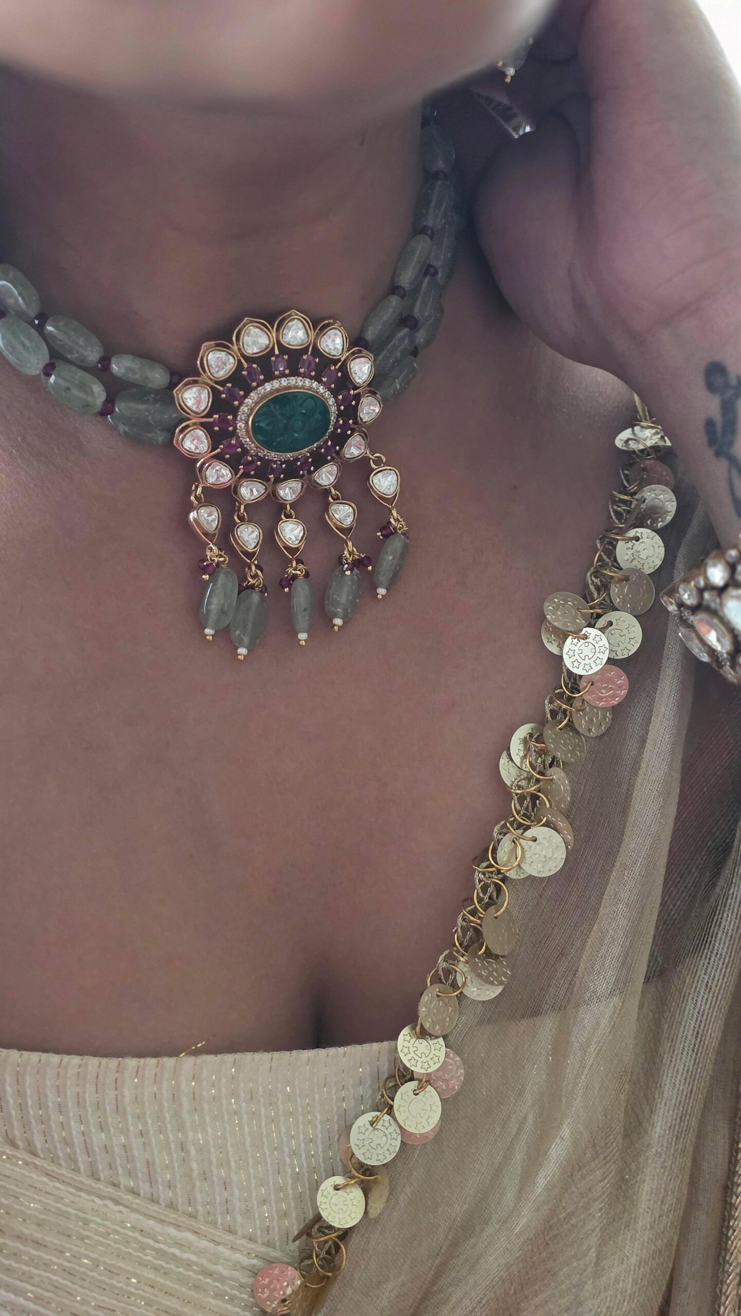 Latika pearl and polki choker Thumbnail