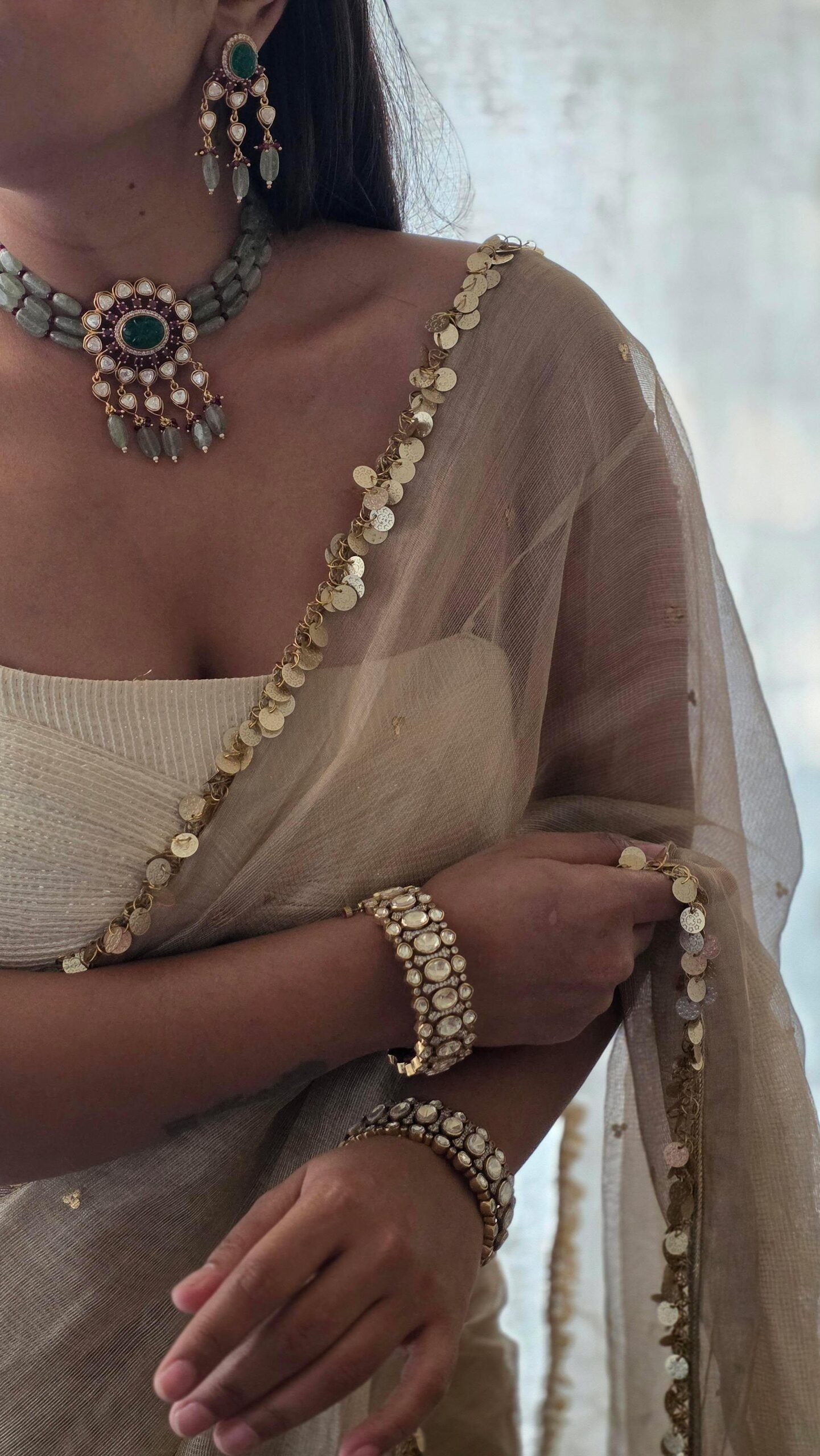 Latika pearl and polki choker Thumbnail