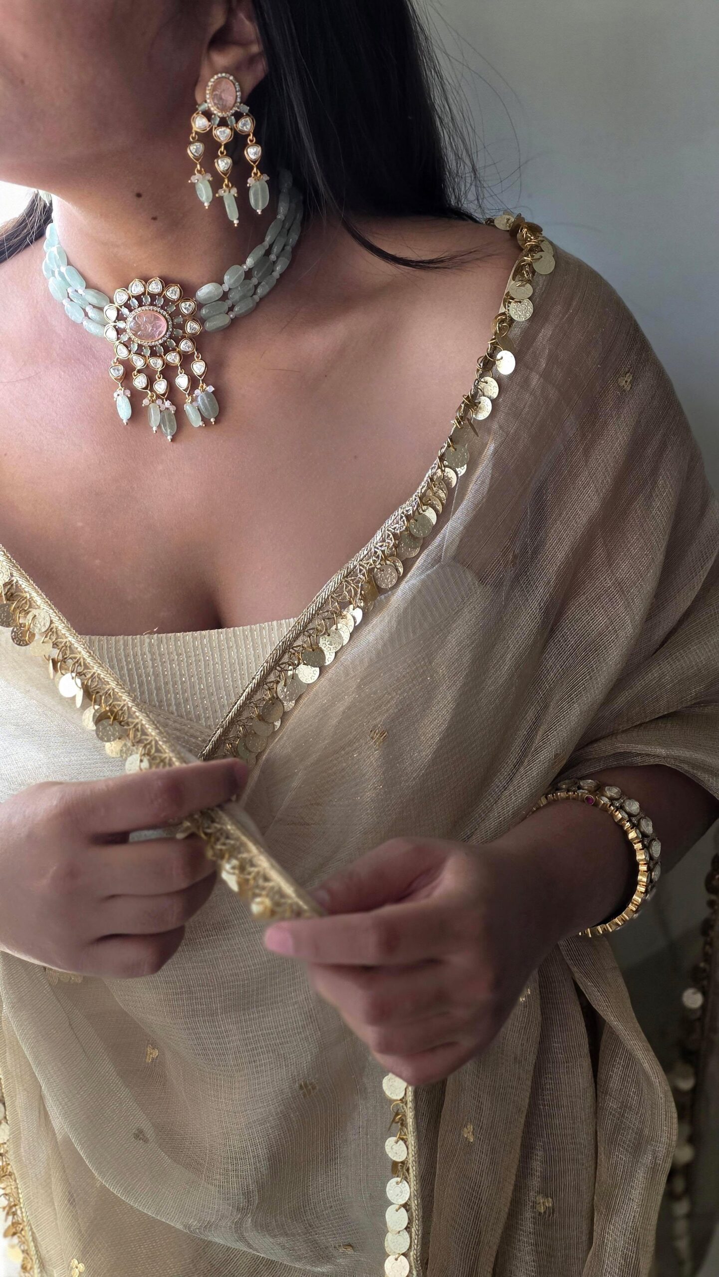 Latika pearl and polki choker Thumbnail