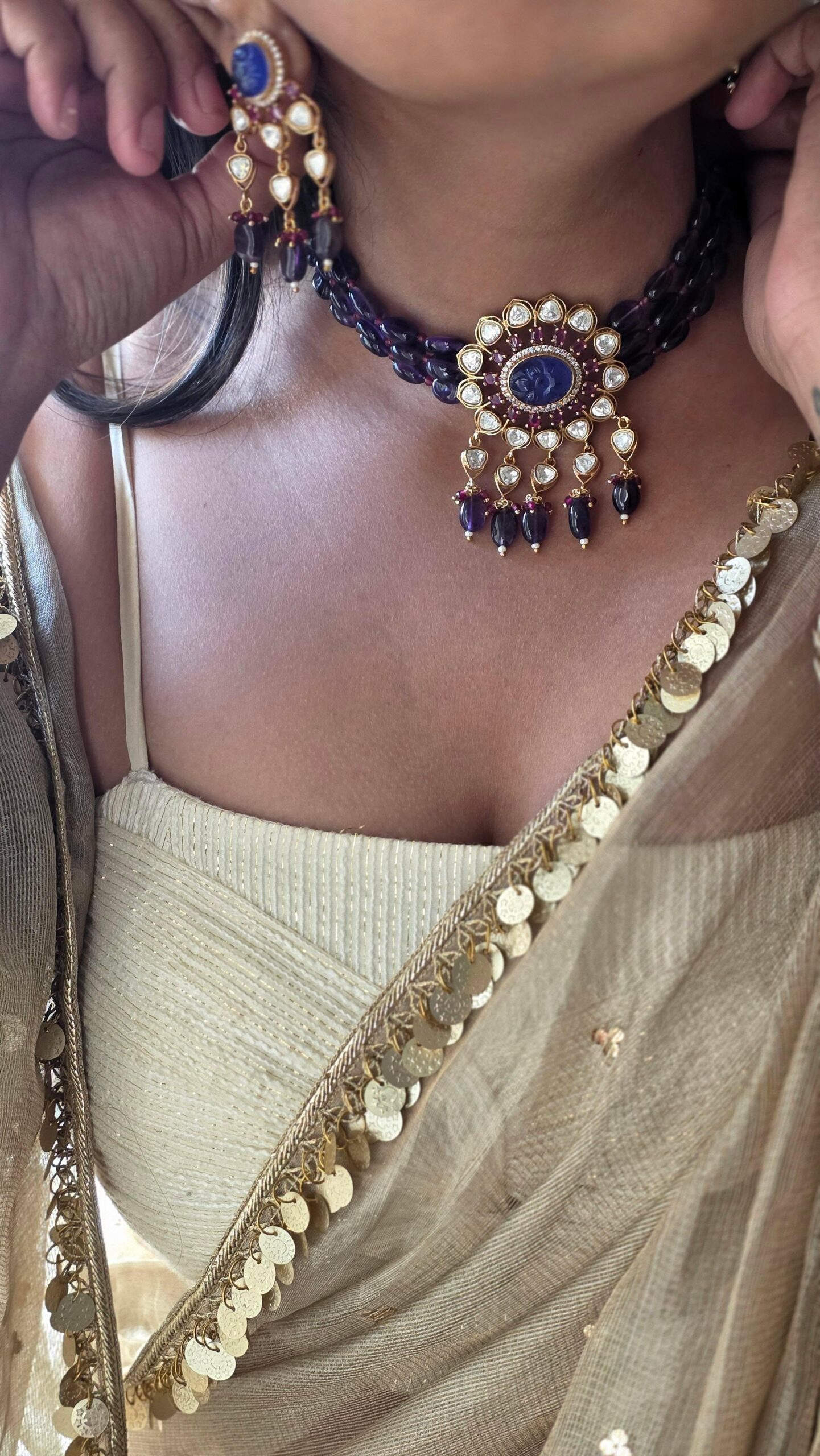 Latika pearl and polki choker Thumbnail