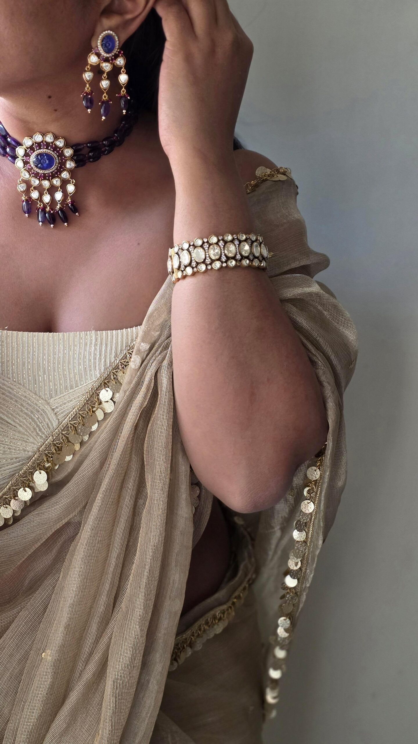 Latika pearl and polki choker Thumbnail