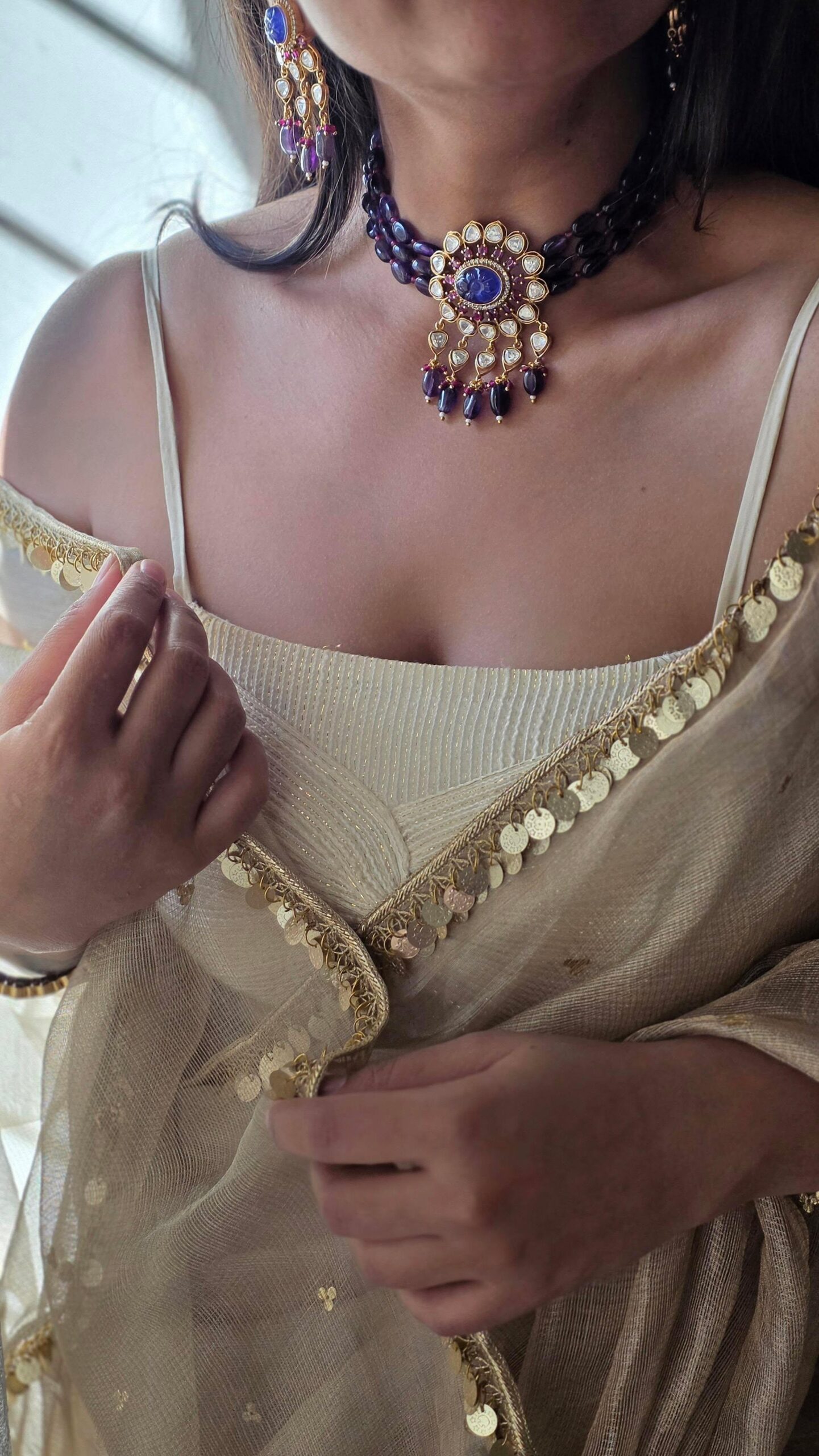 Latika pearl and polki choker Thumbnail