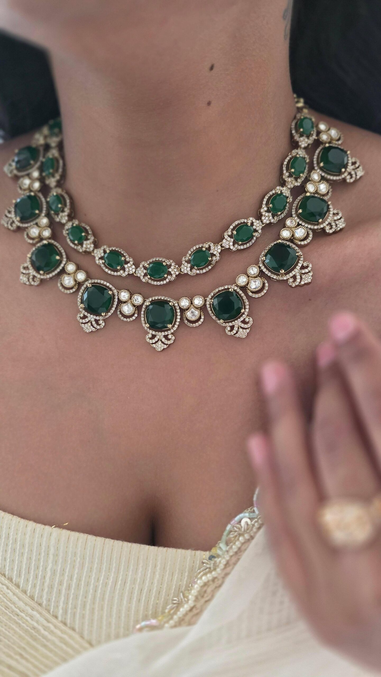 Varshini quartz and polki necklace Thumbnail