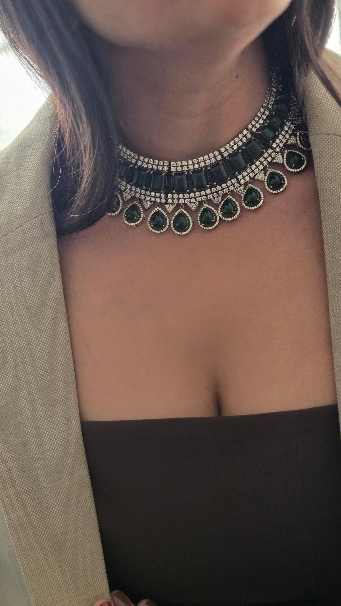 Zaina quartz and polki necklace Thumbnail