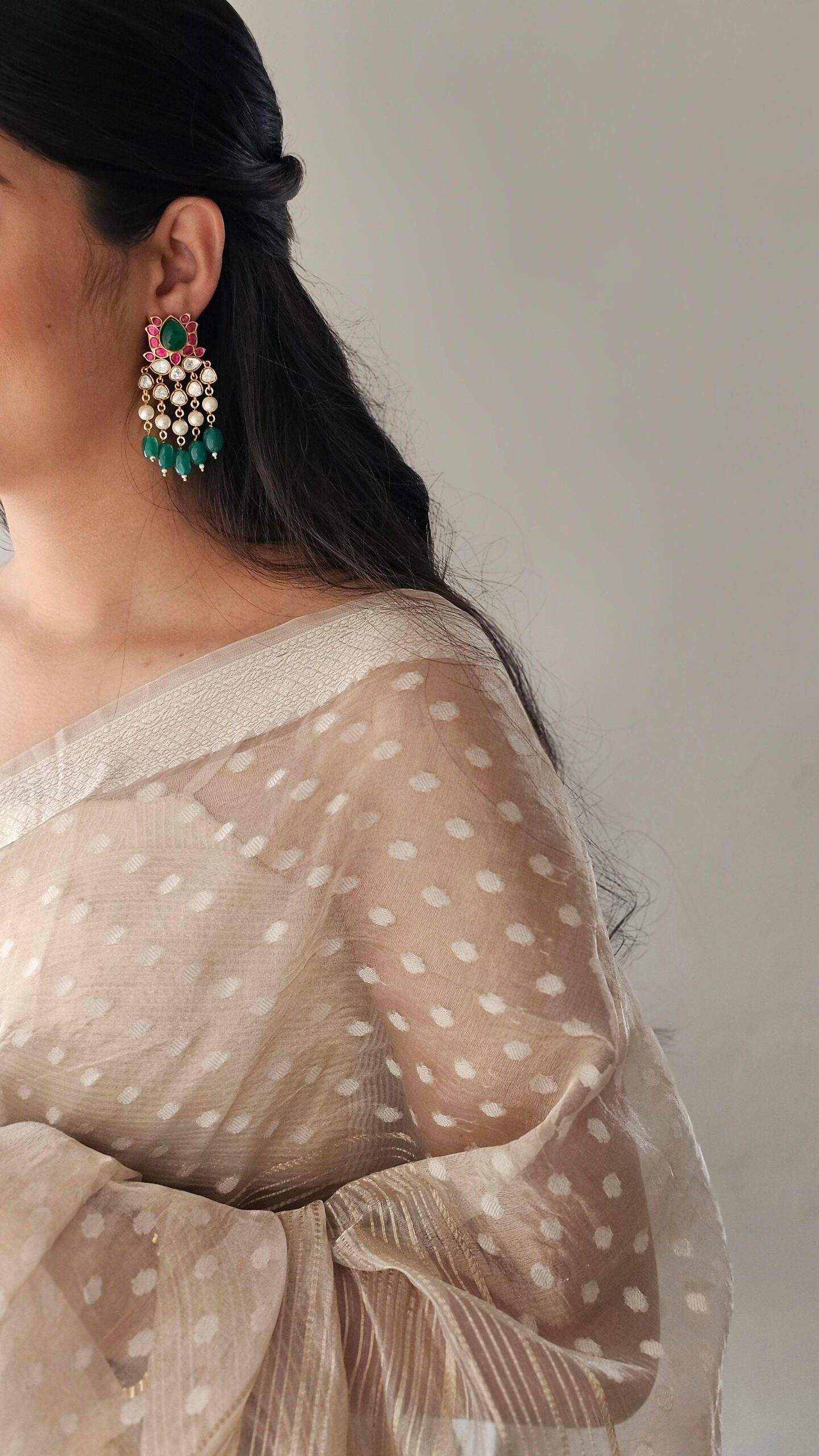 Zareena quartz and pearl earrings Thumbnail