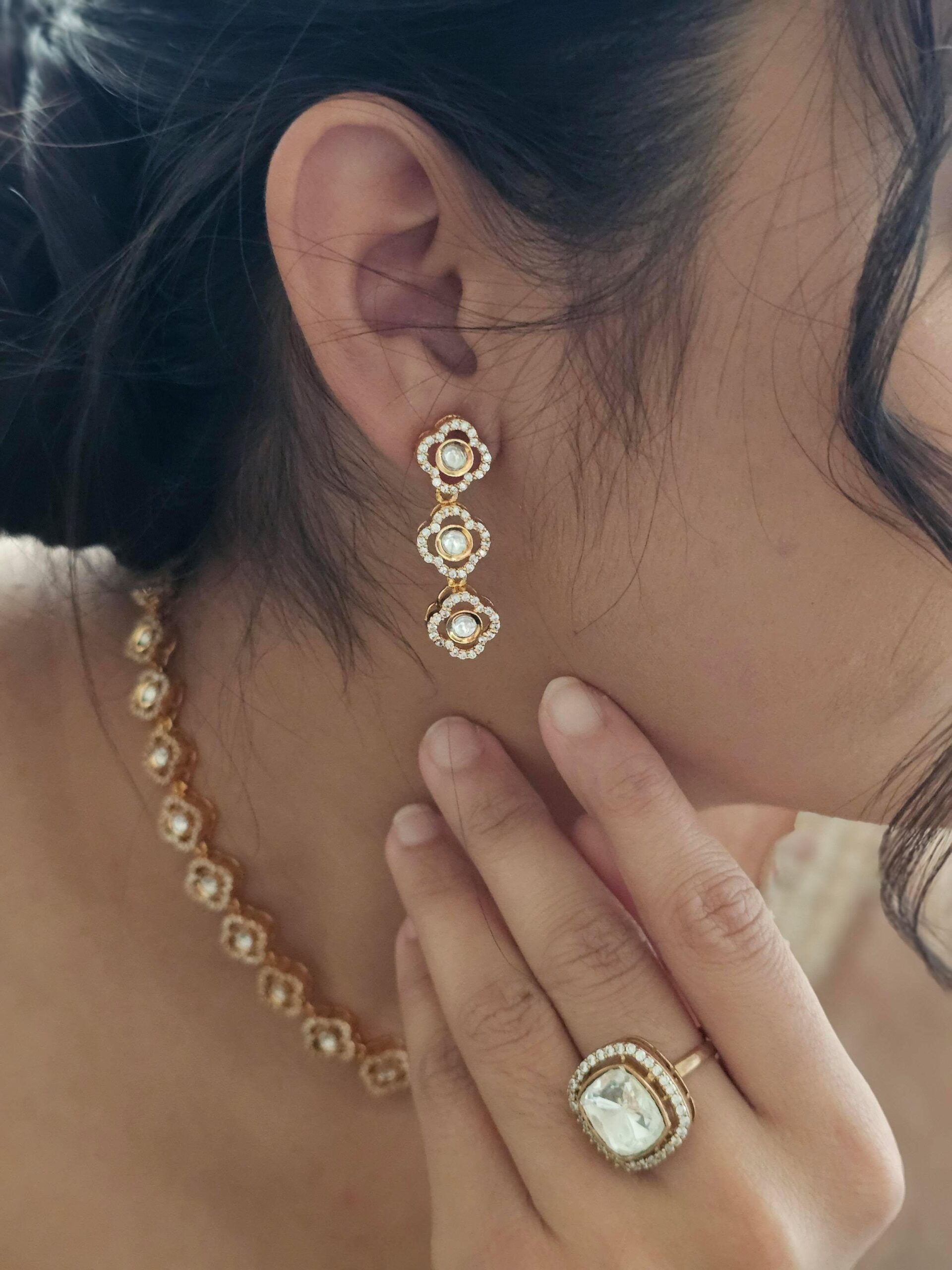 Flora delicate polki necklace Thumbnail