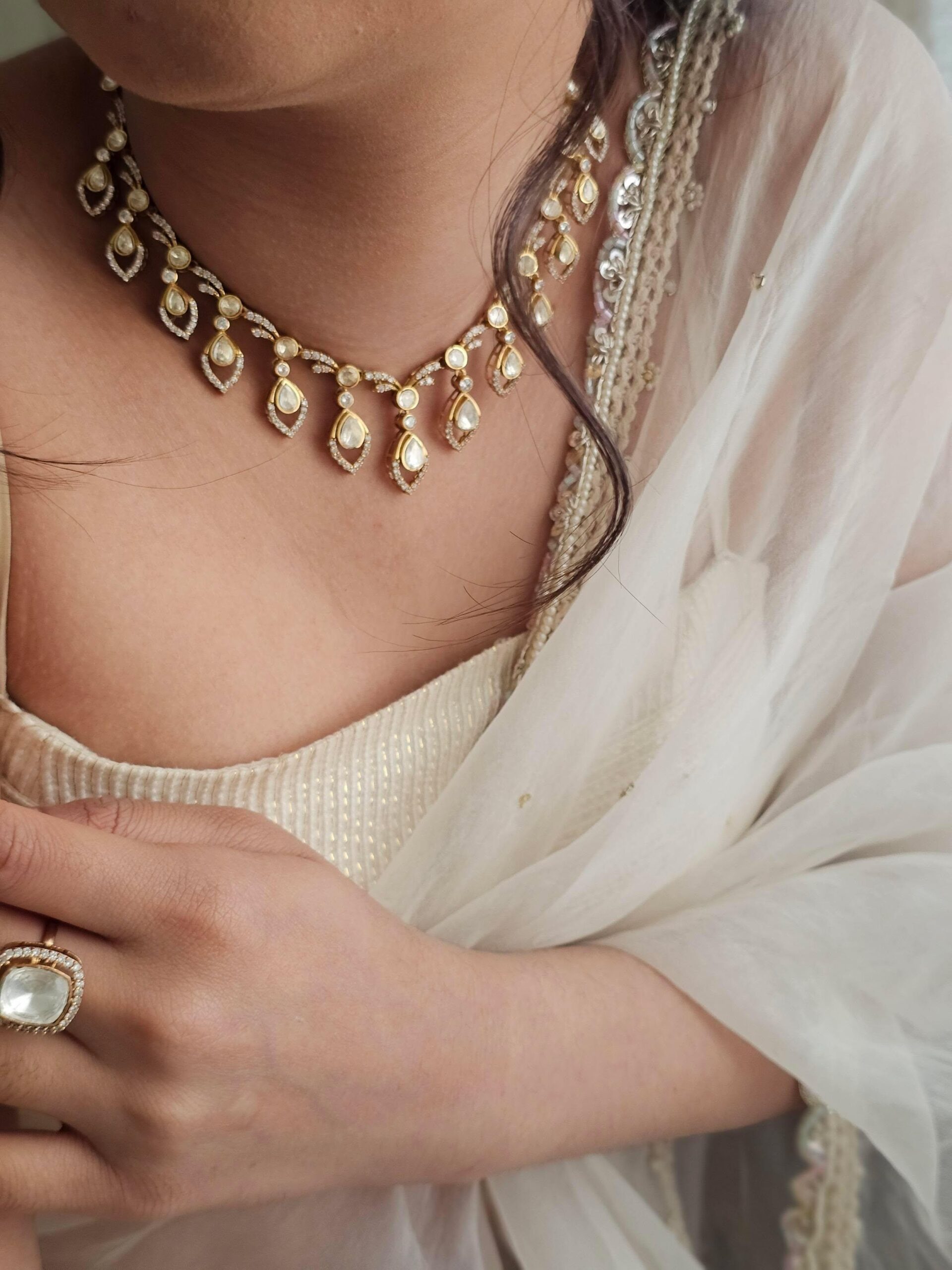 Shivaya delicate polki necklace Thumbnail