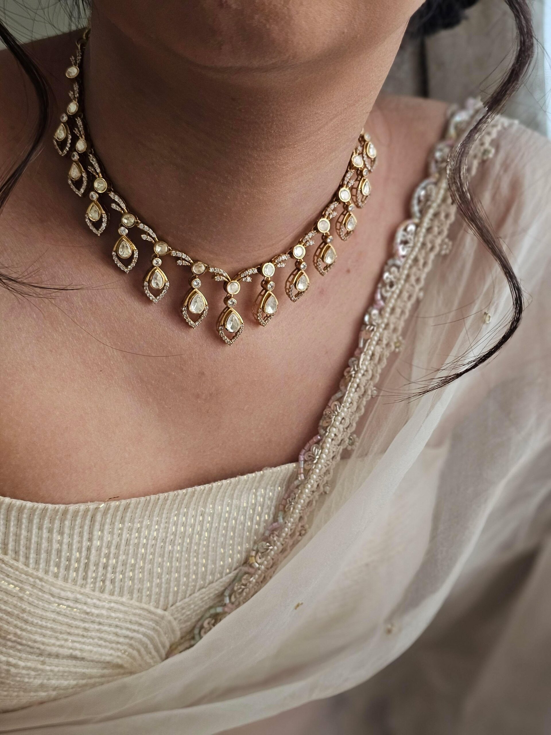 Shivaya delicate polki necklace Thumbnail