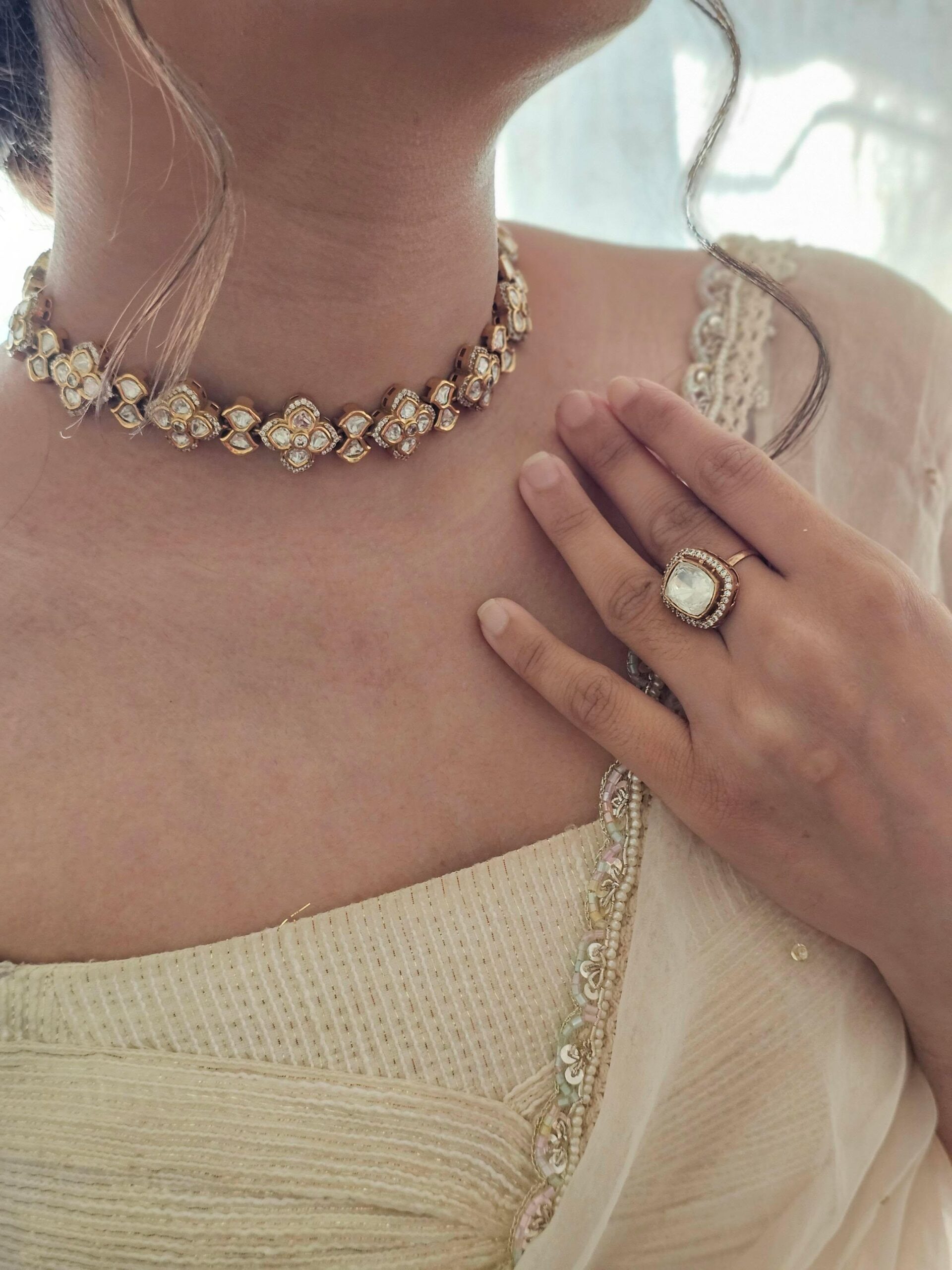 Rosa delicate polki necklace Thumbnail