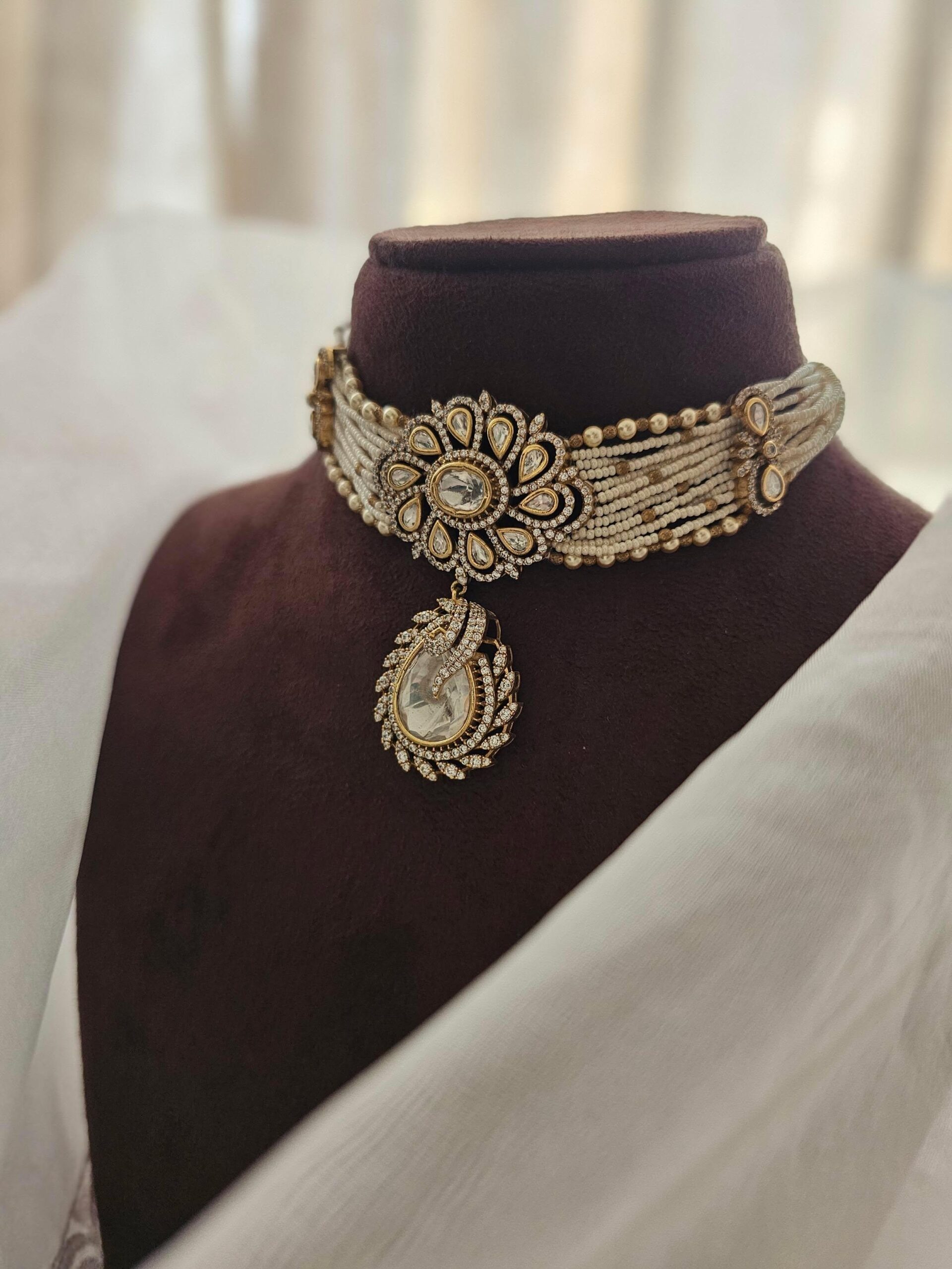 Ila pearl and polki choker Thumbnail