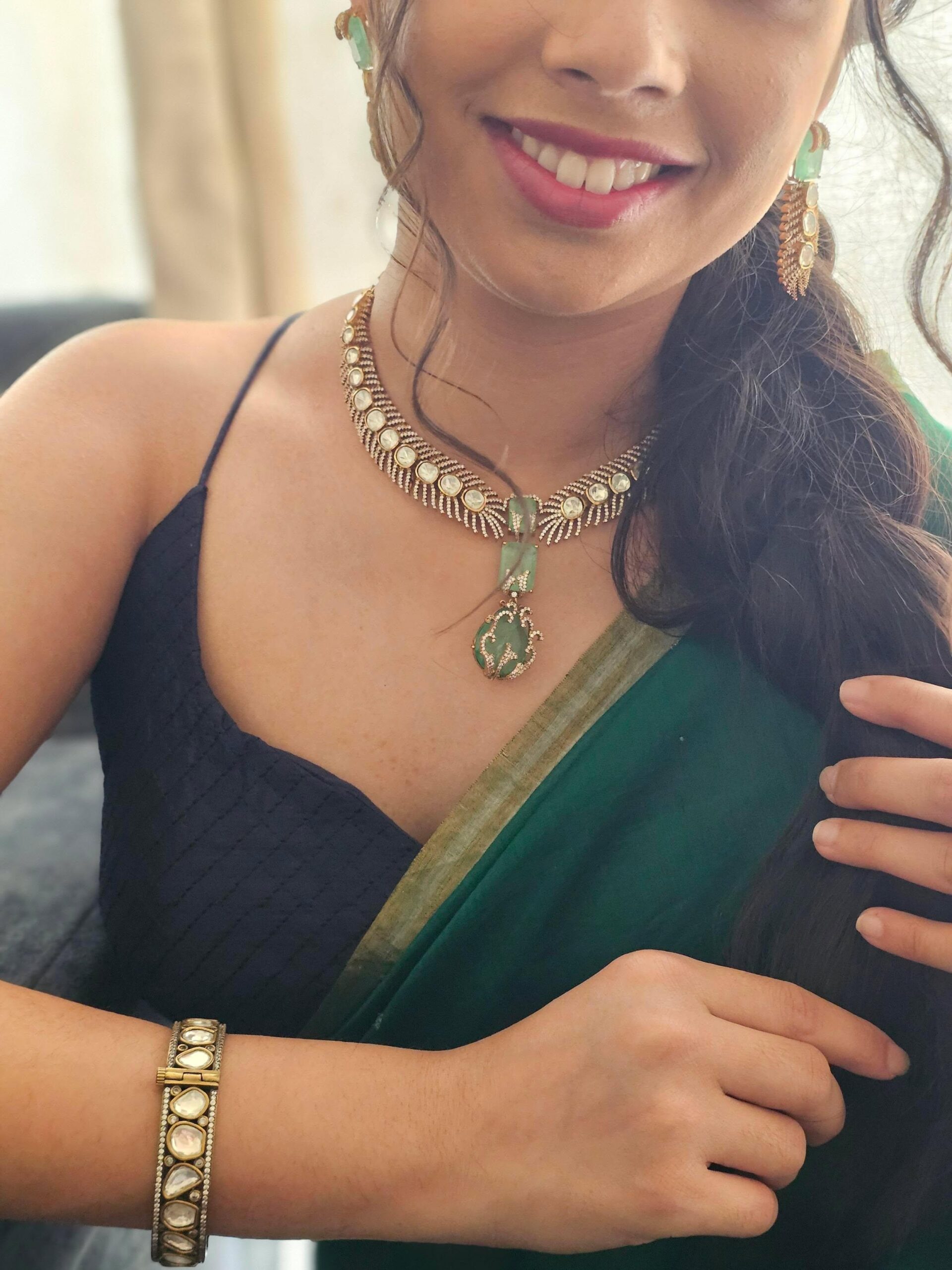 Hiral quartz and polki necklace Thumbnail