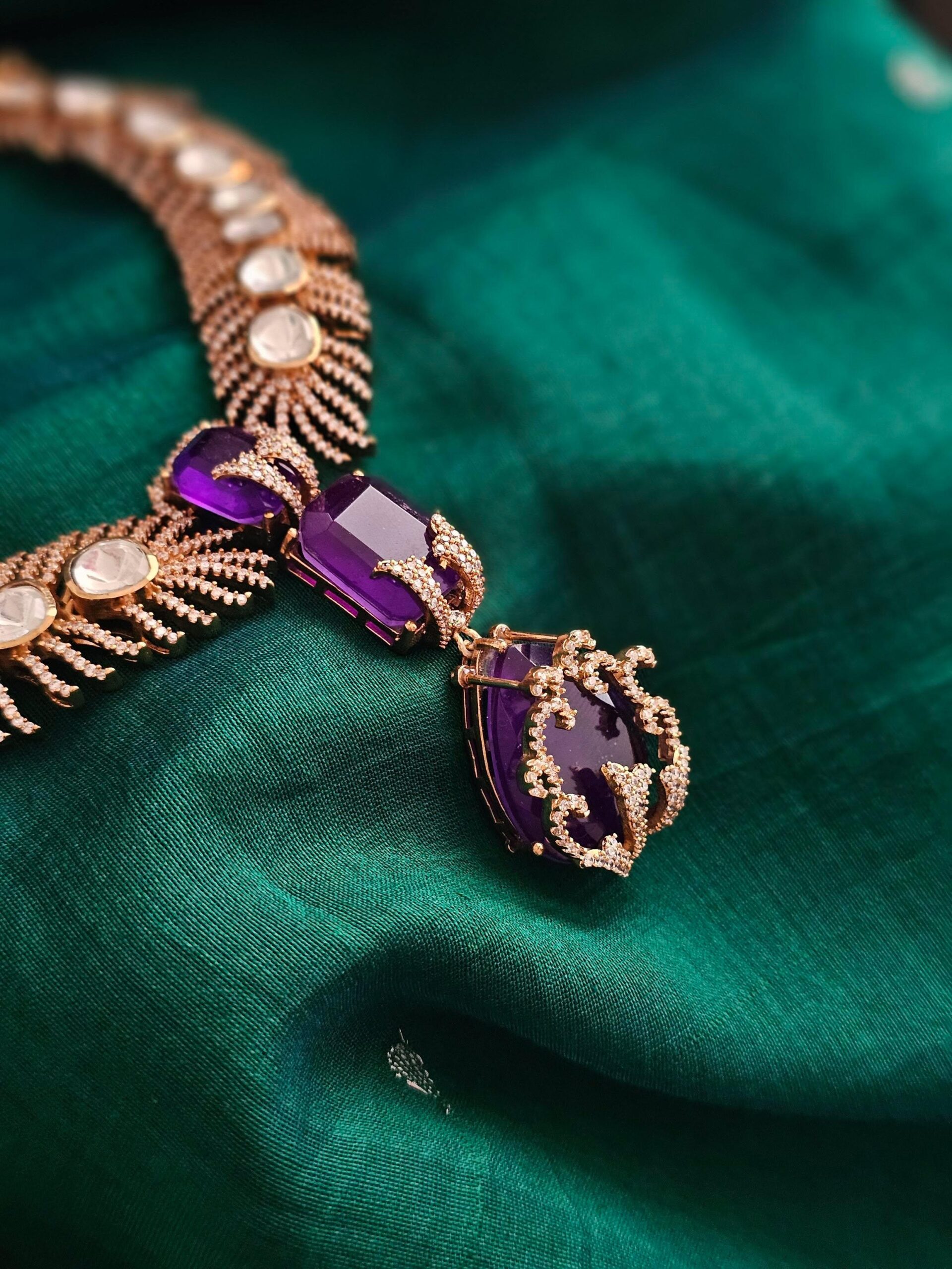 Hiral  quartz and polki necklace Thumbnail