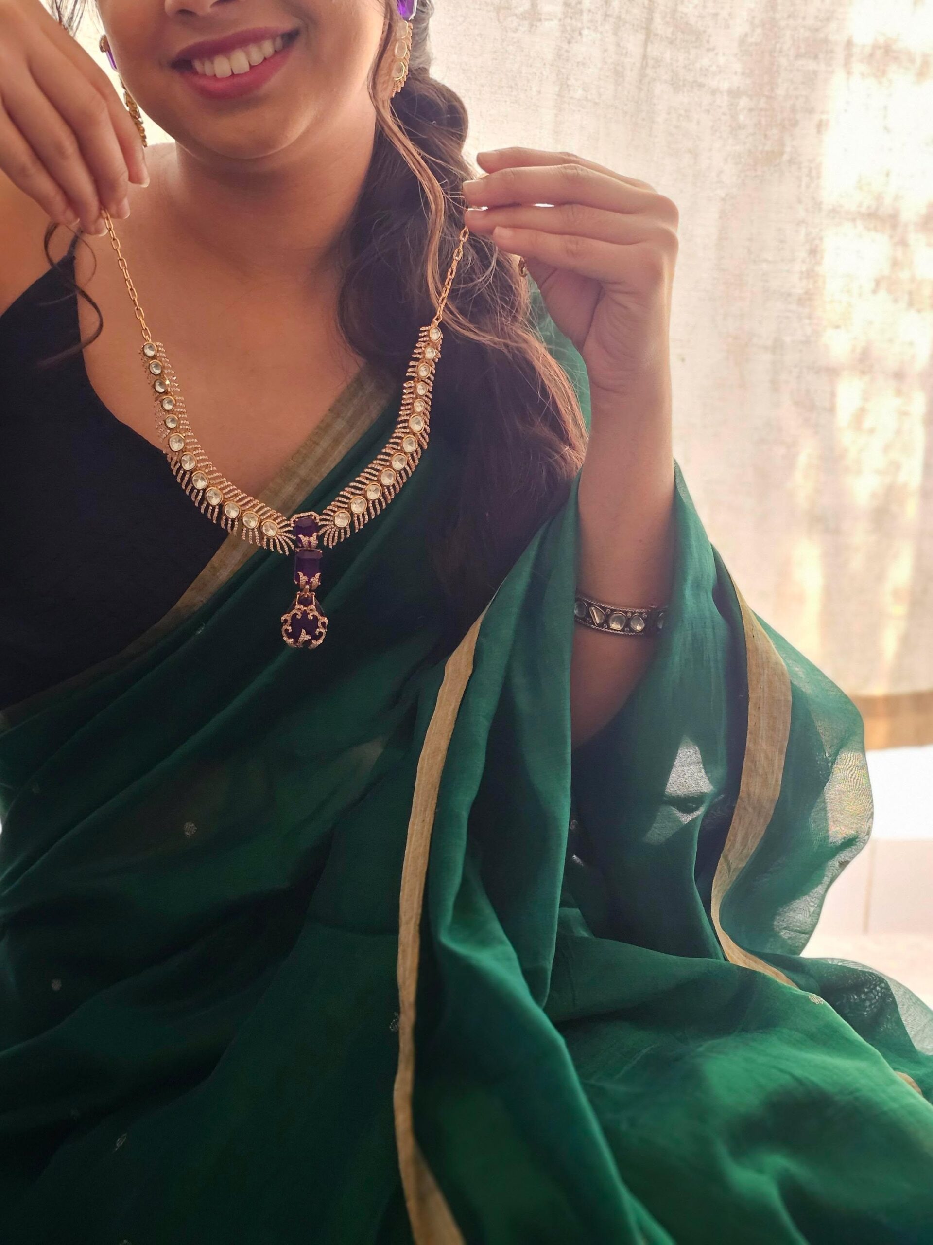 Hiral  quartz and polki necklace Thumbnail