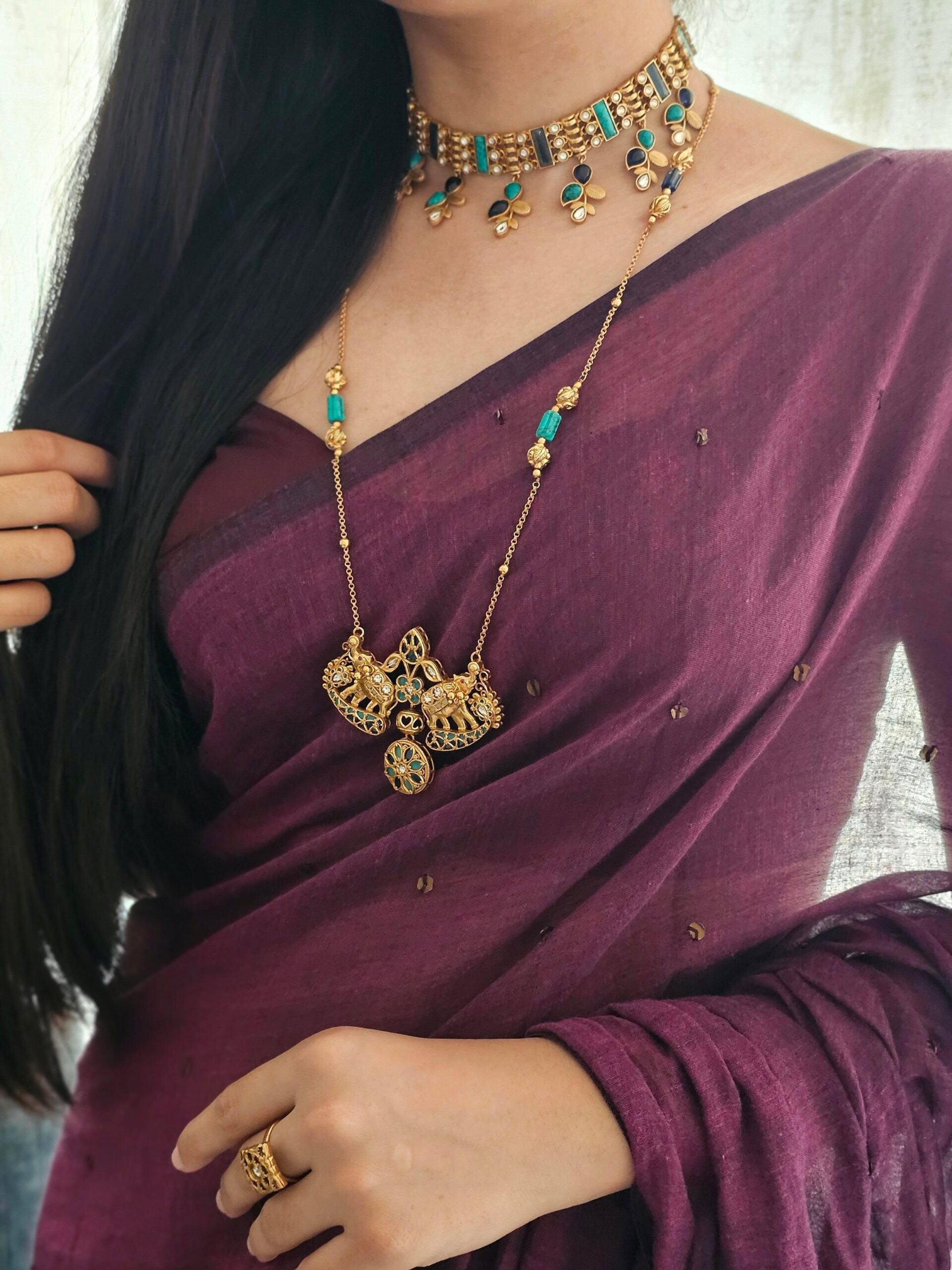 Natasha handcrafted long necklace Thumbnail