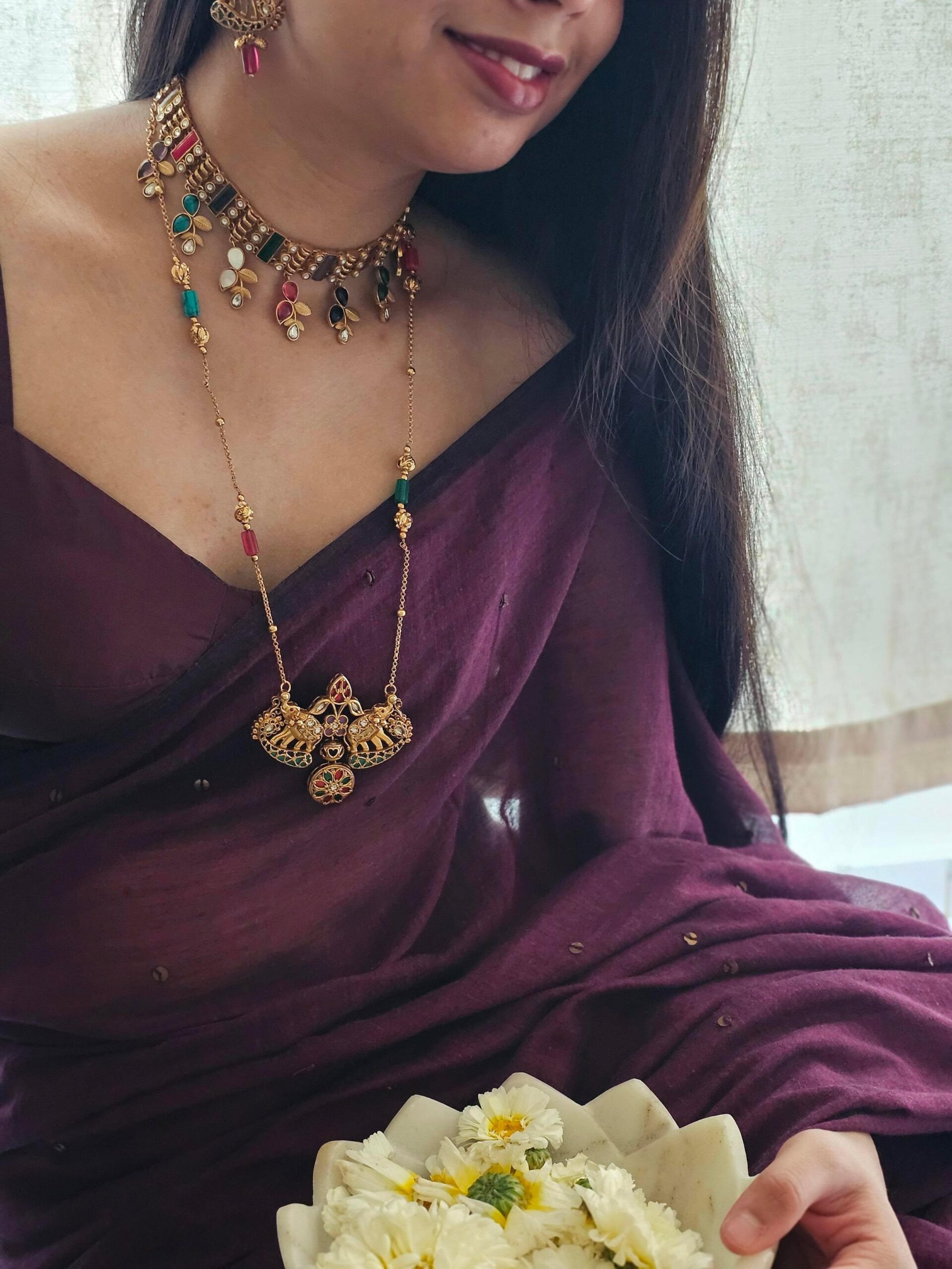 Natasha handcrafted long necklace Thumbnail