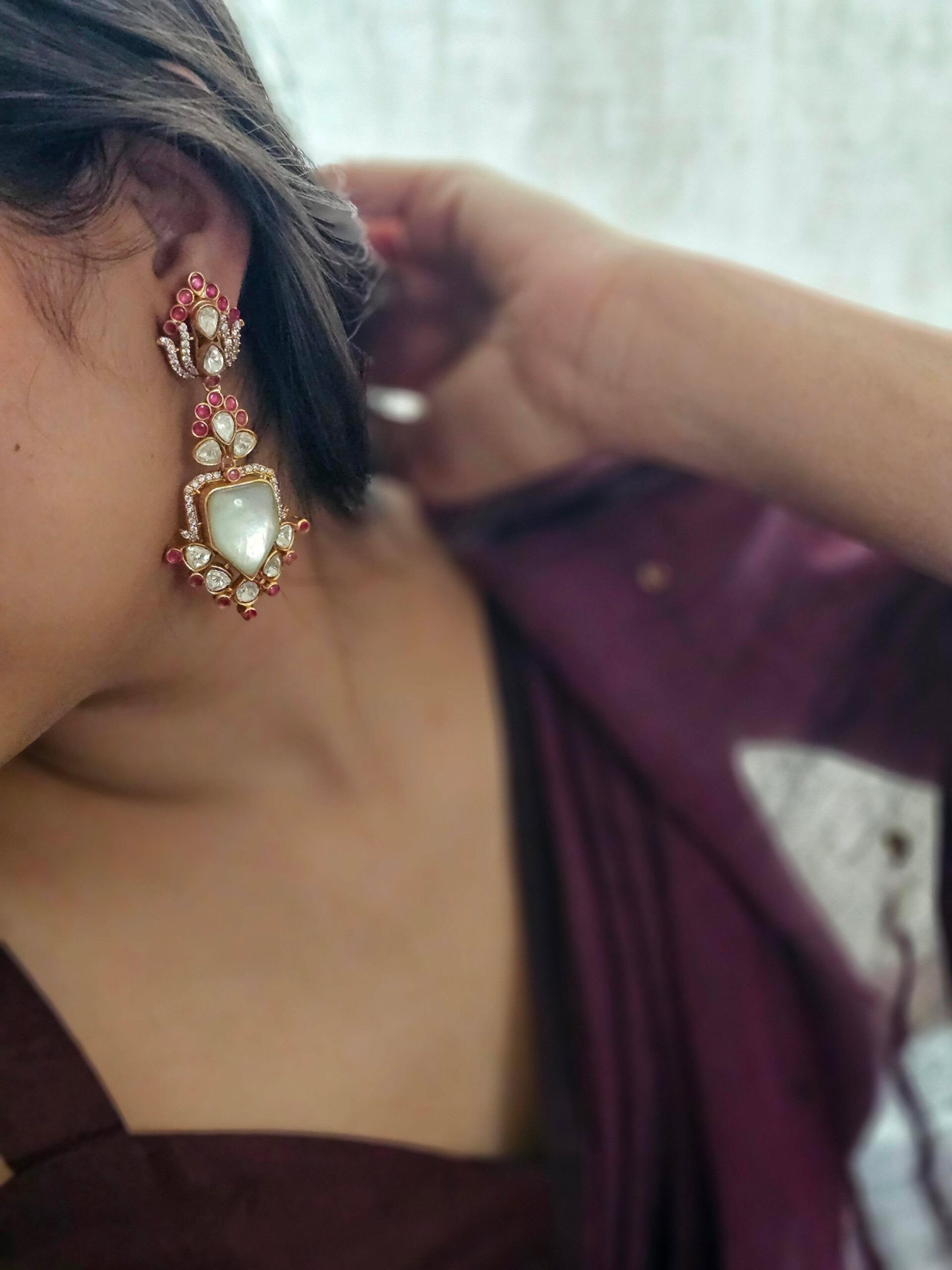 Rasika quartz and polki earrings Thumbnail