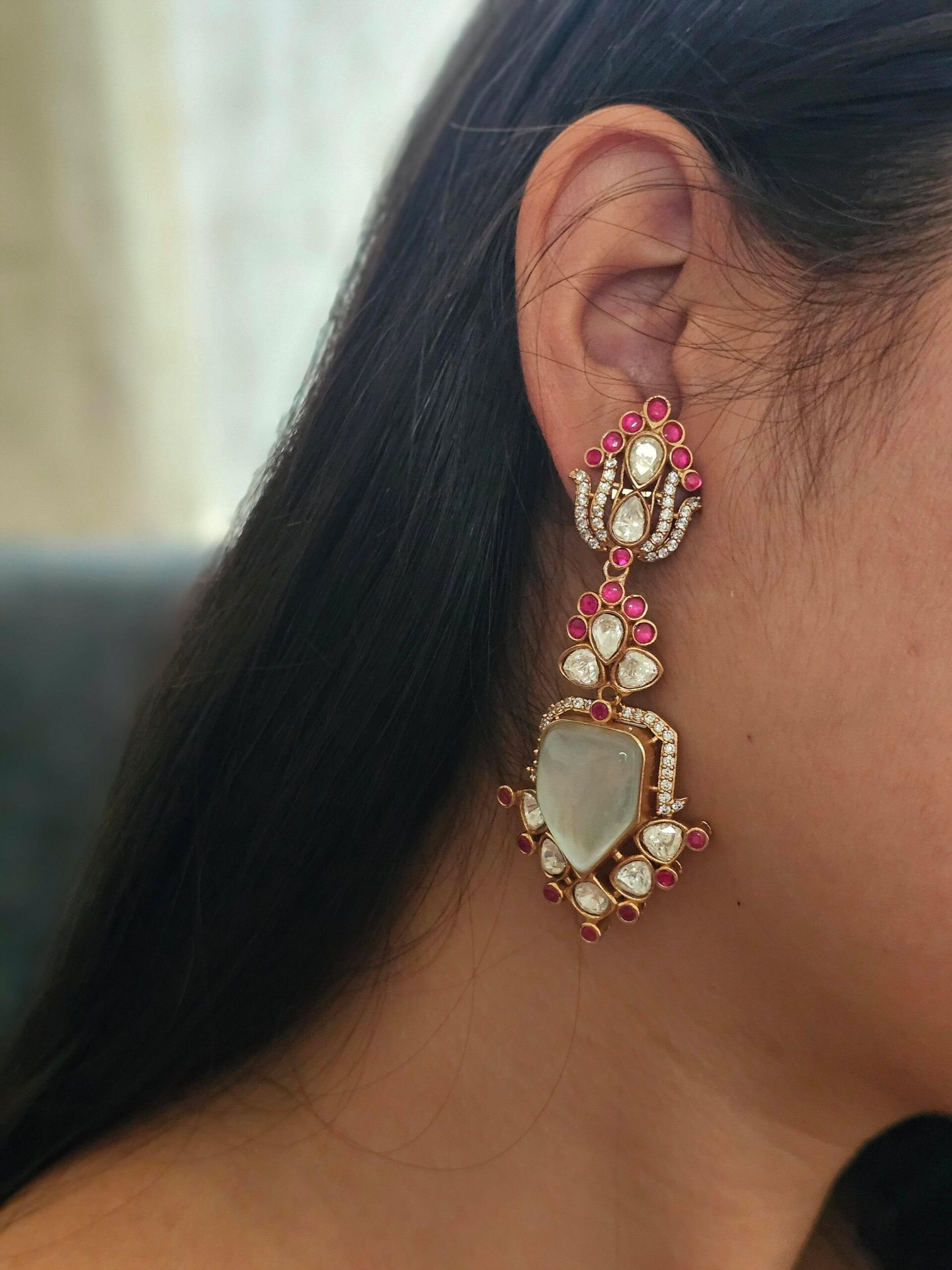 Rasika quartz and polki earrings Thumbnail