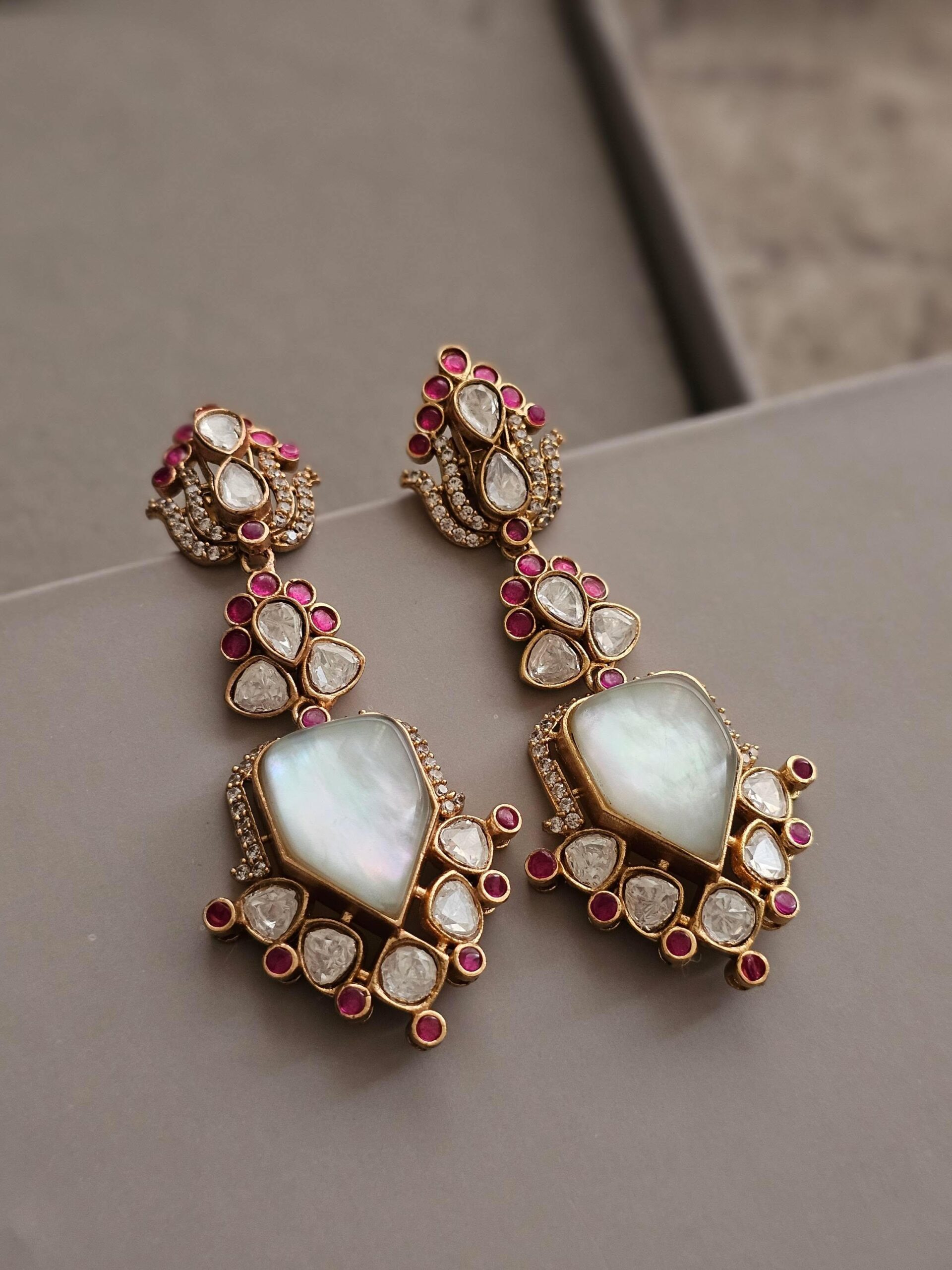 Rasika quartz and polki earrings Thumbnail