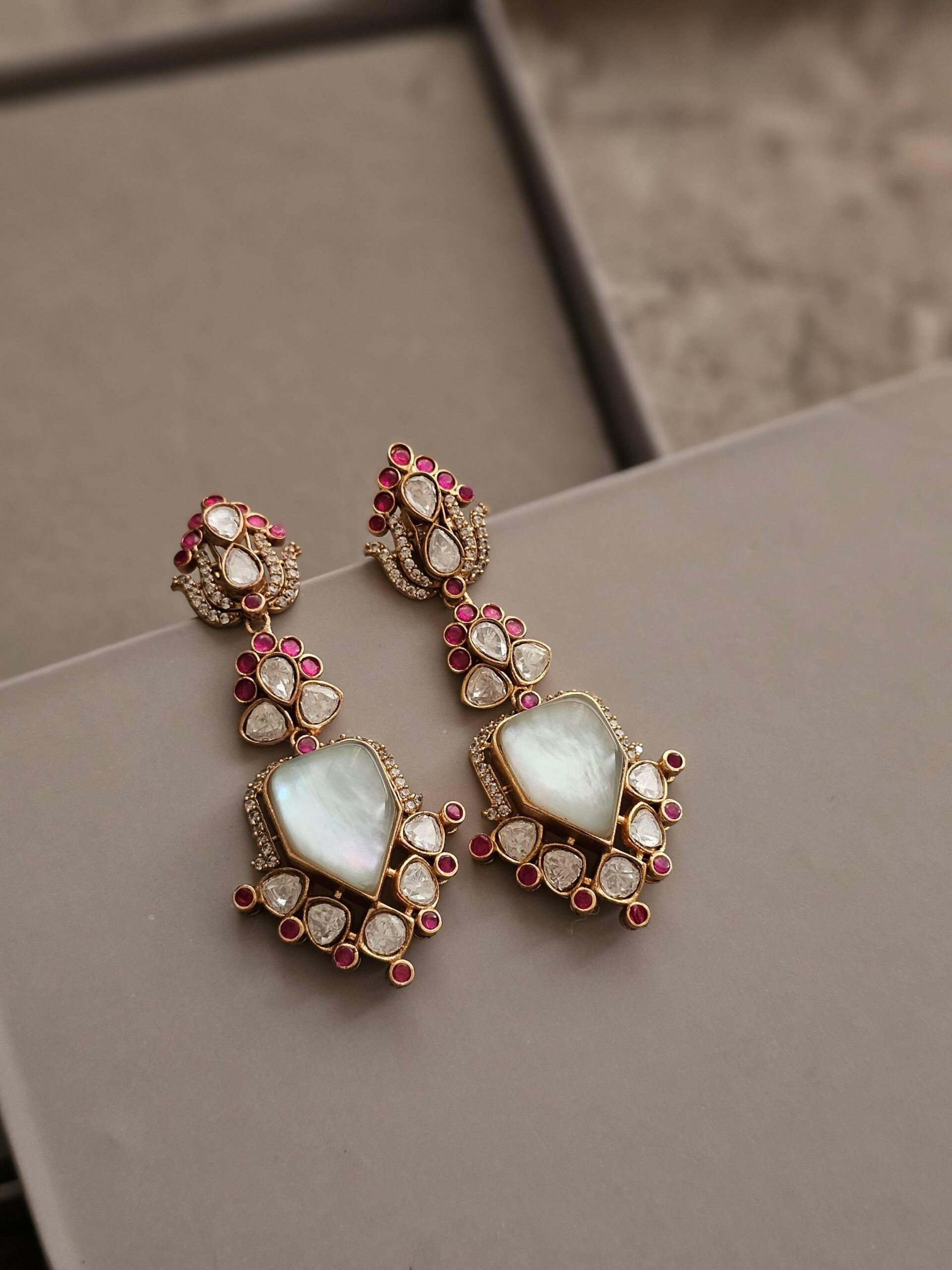 Rasika quartz and polki earrings Thumbnail