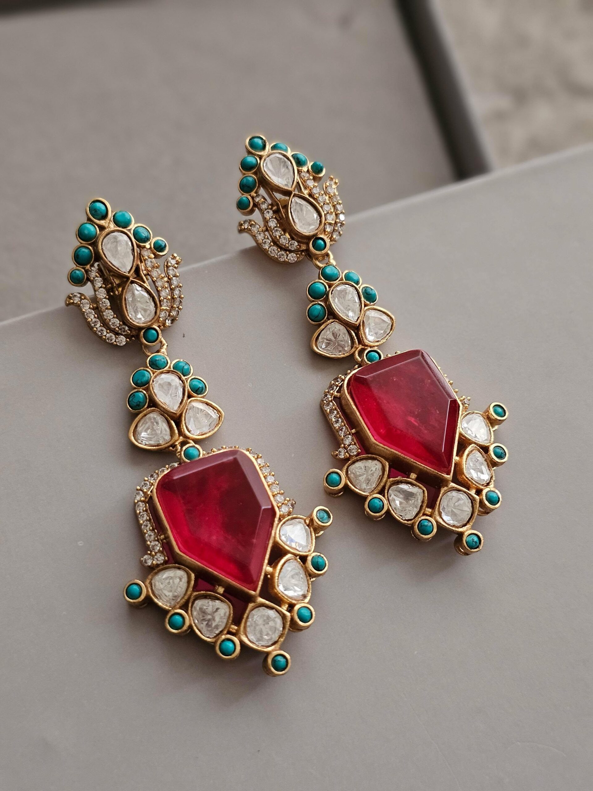 Rasika quartz and polki earrings Thumbnail