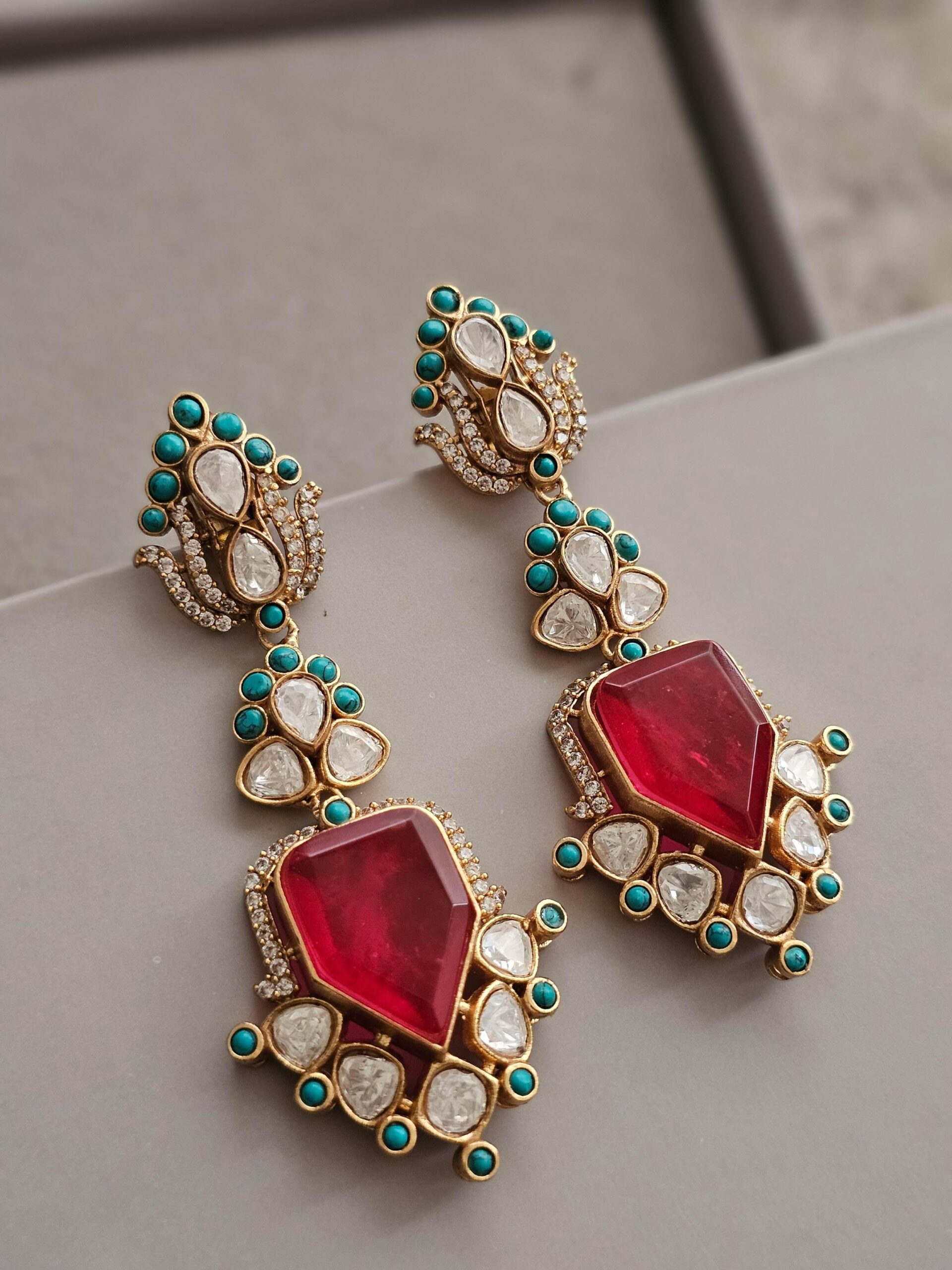 Rasika quartz and polki earrings Thumbnail