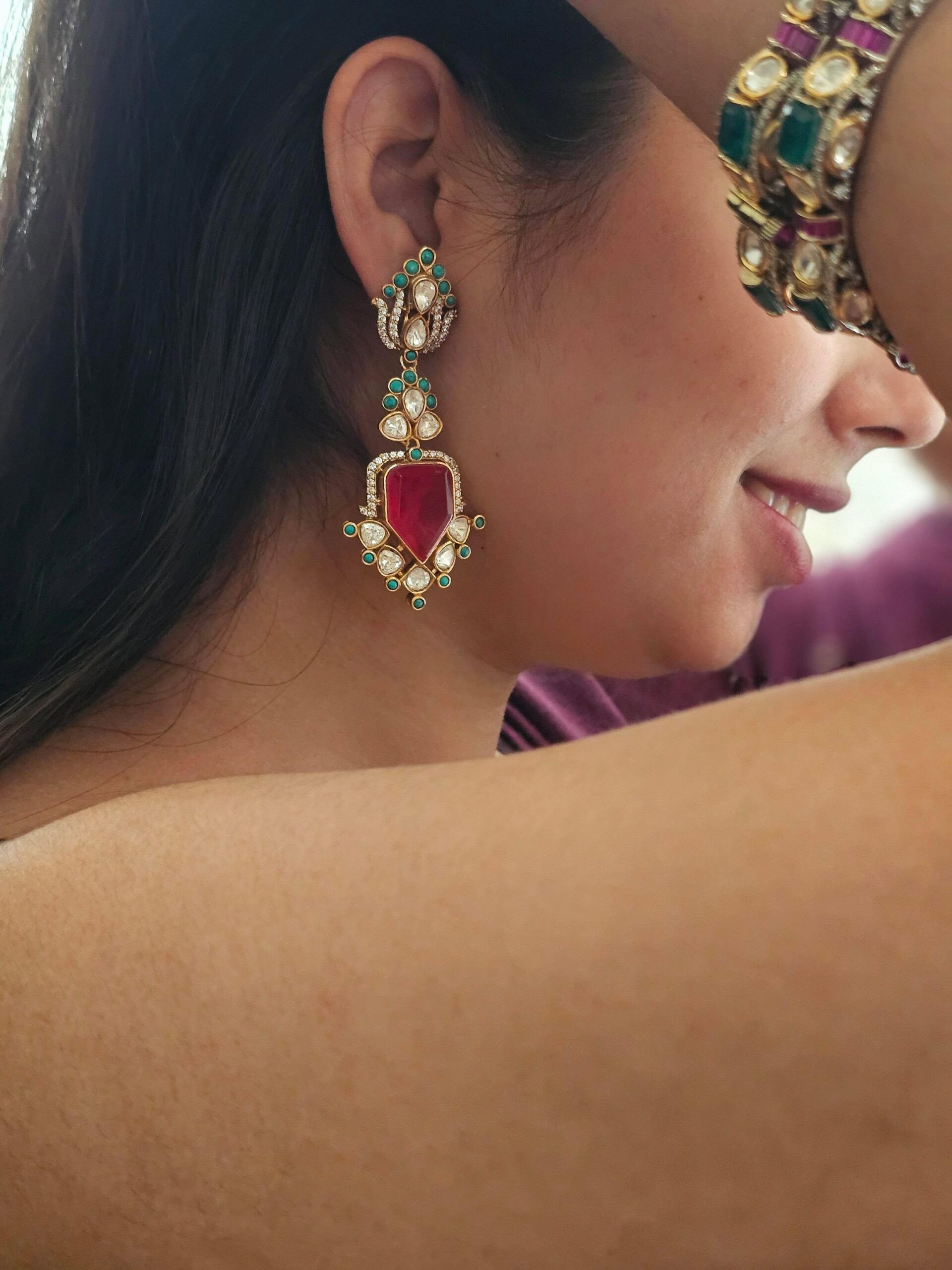 Rasika quartz and polki earrings Thumbnail