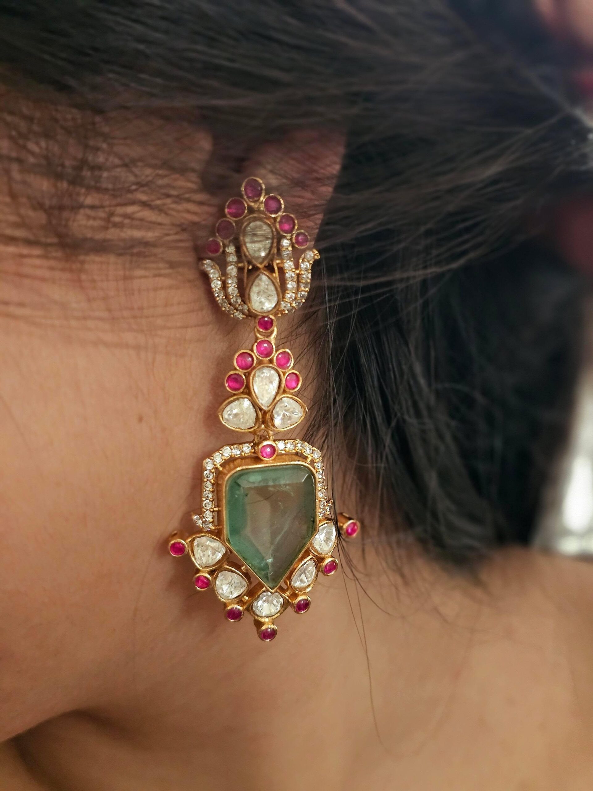 Rasika quartz and polki earrings Thumbnail