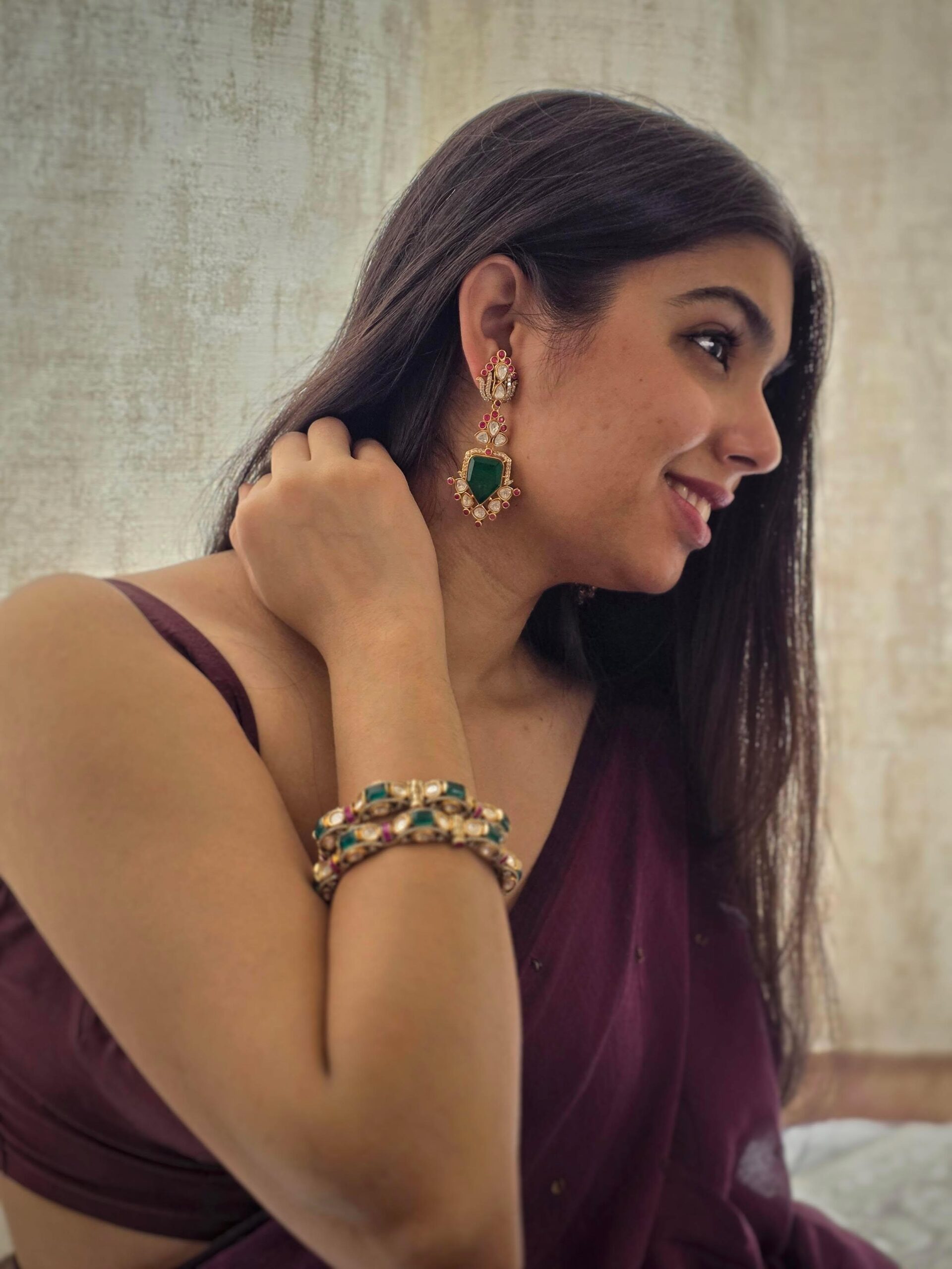 Rasika quartz and polki earrings Thumbnail