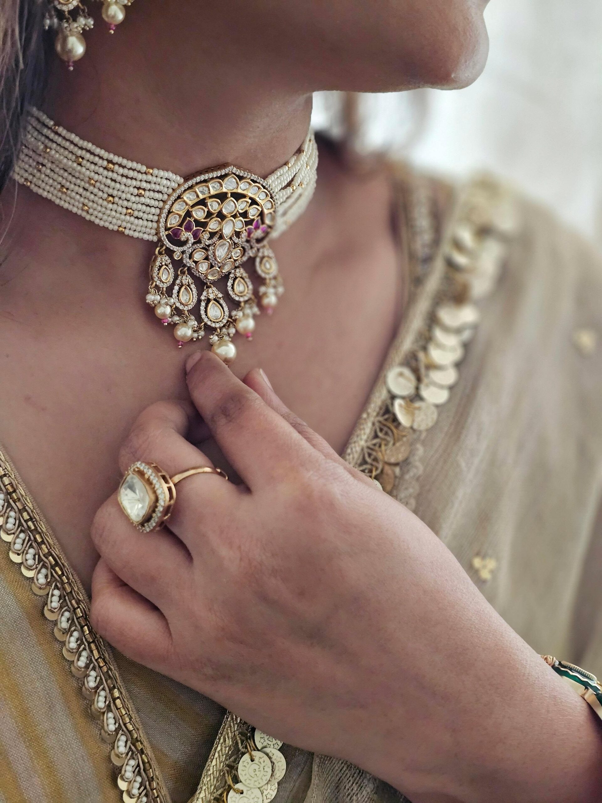 Urvi pearl and polki choker Thumbnail