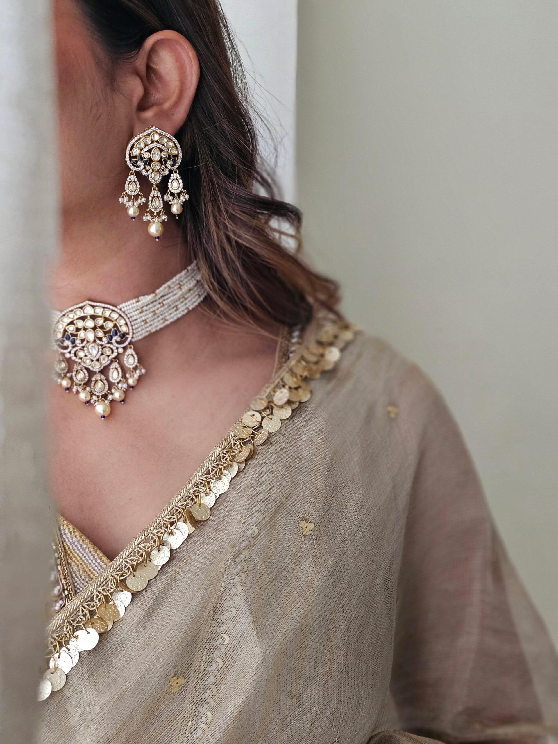 Urvi pearl and polki choker Thumbnail