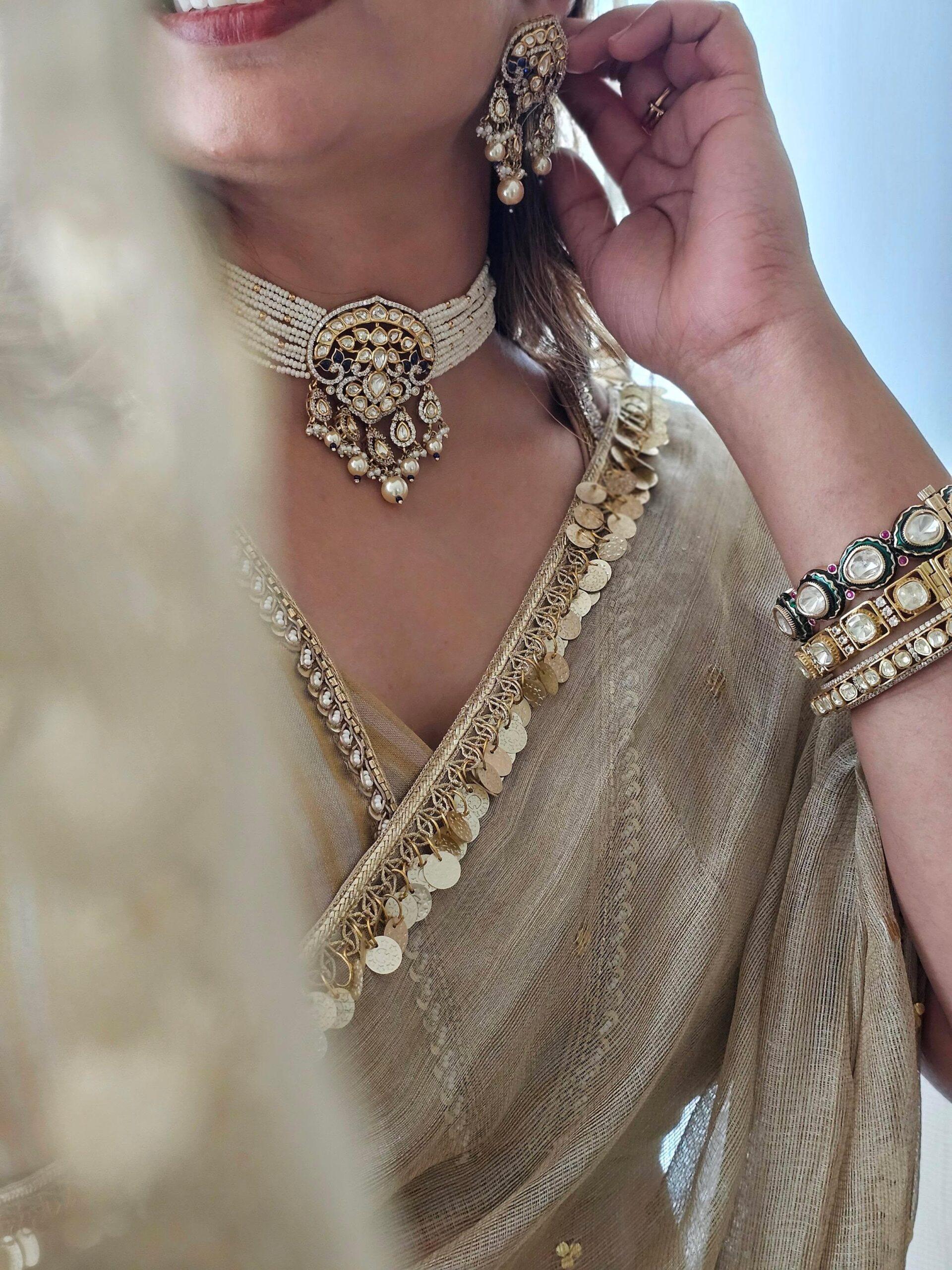 Urvi pearl and polki choker Thumbnail