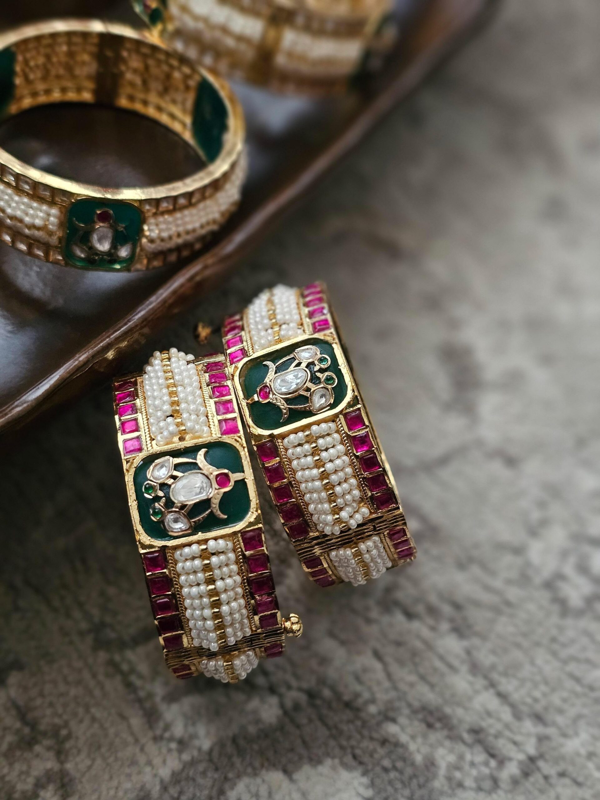 Anila openable pearl and polki bangles Thumbnail