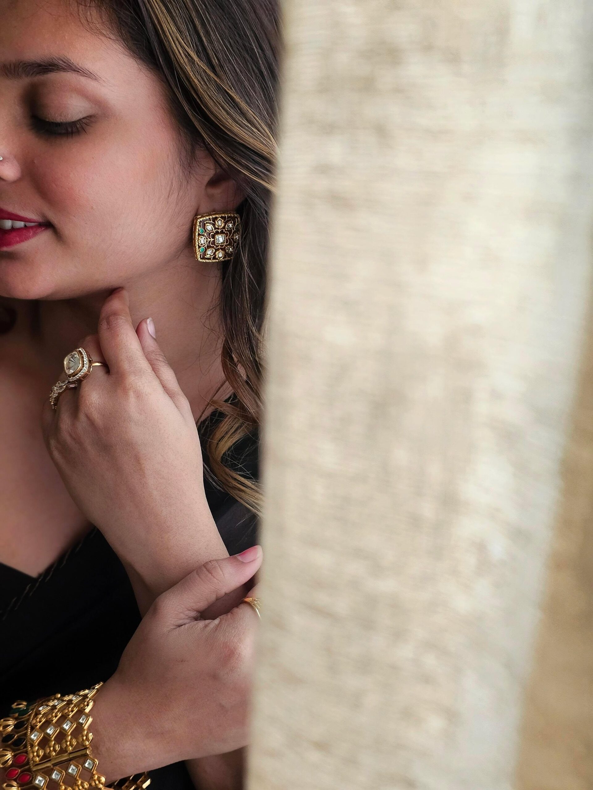 Resham handcrafted studs Thumbnail