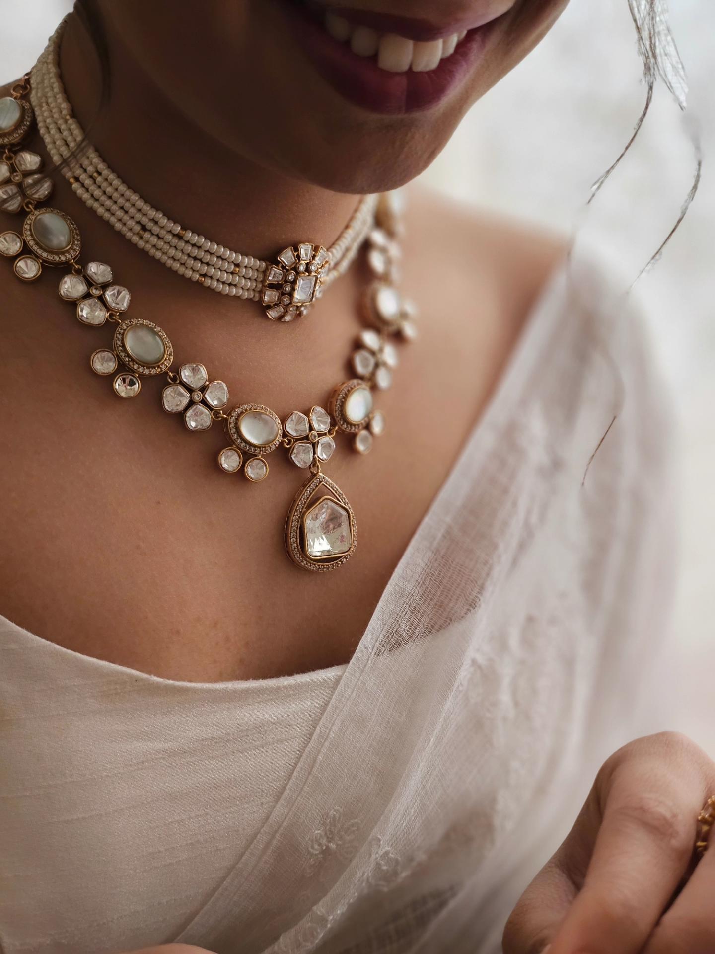 Shriya quartz and polki necklace Thumbnail