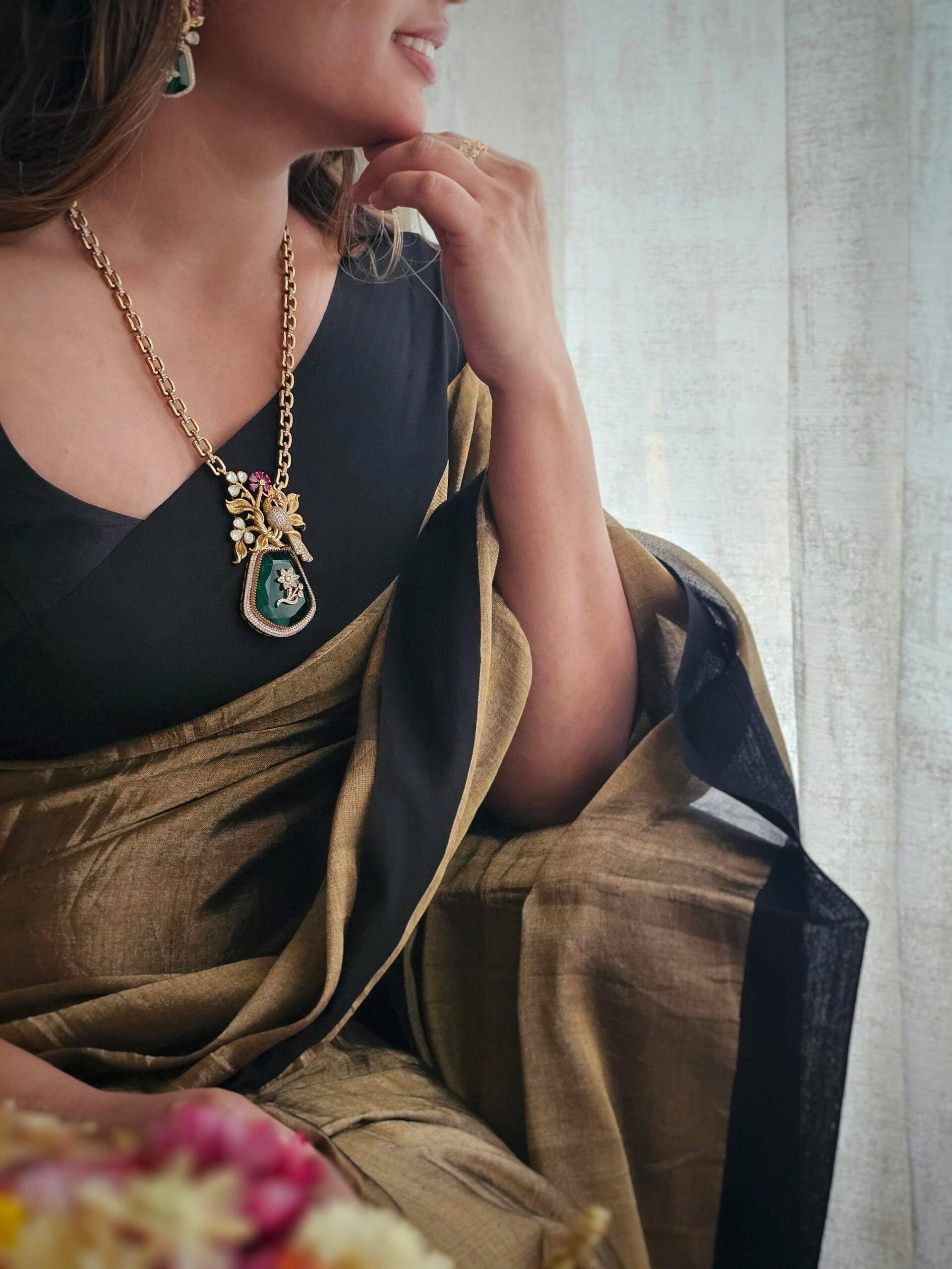 Mayurvan semi-precious stone long necklace Thumbnail