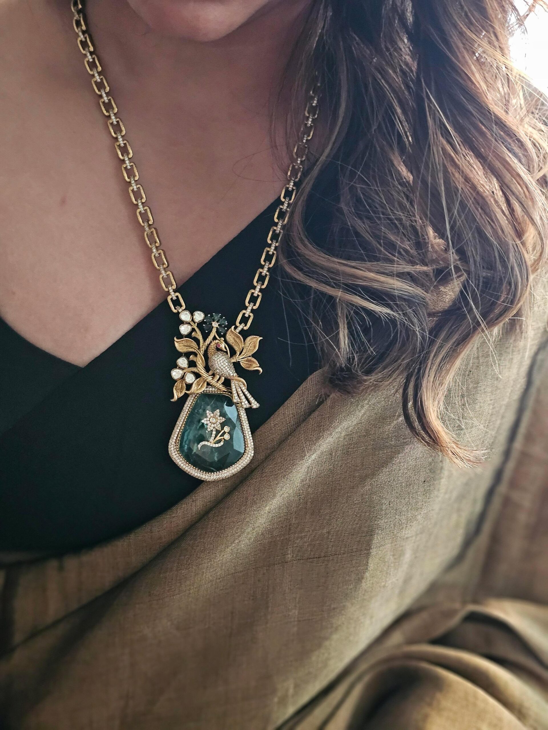 Mayurvan semi-precious stone long necklace Thumbnail