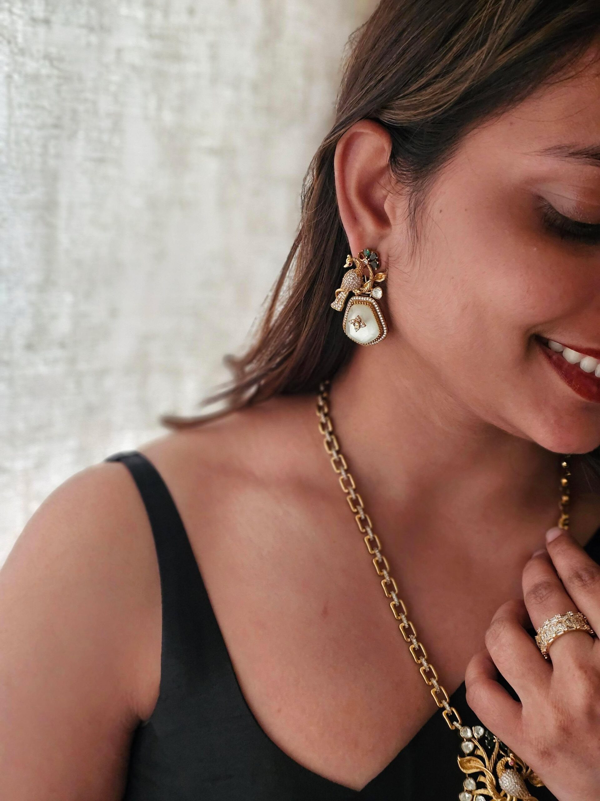 Mayurvan semi-precious stone long necklace Thumbnail