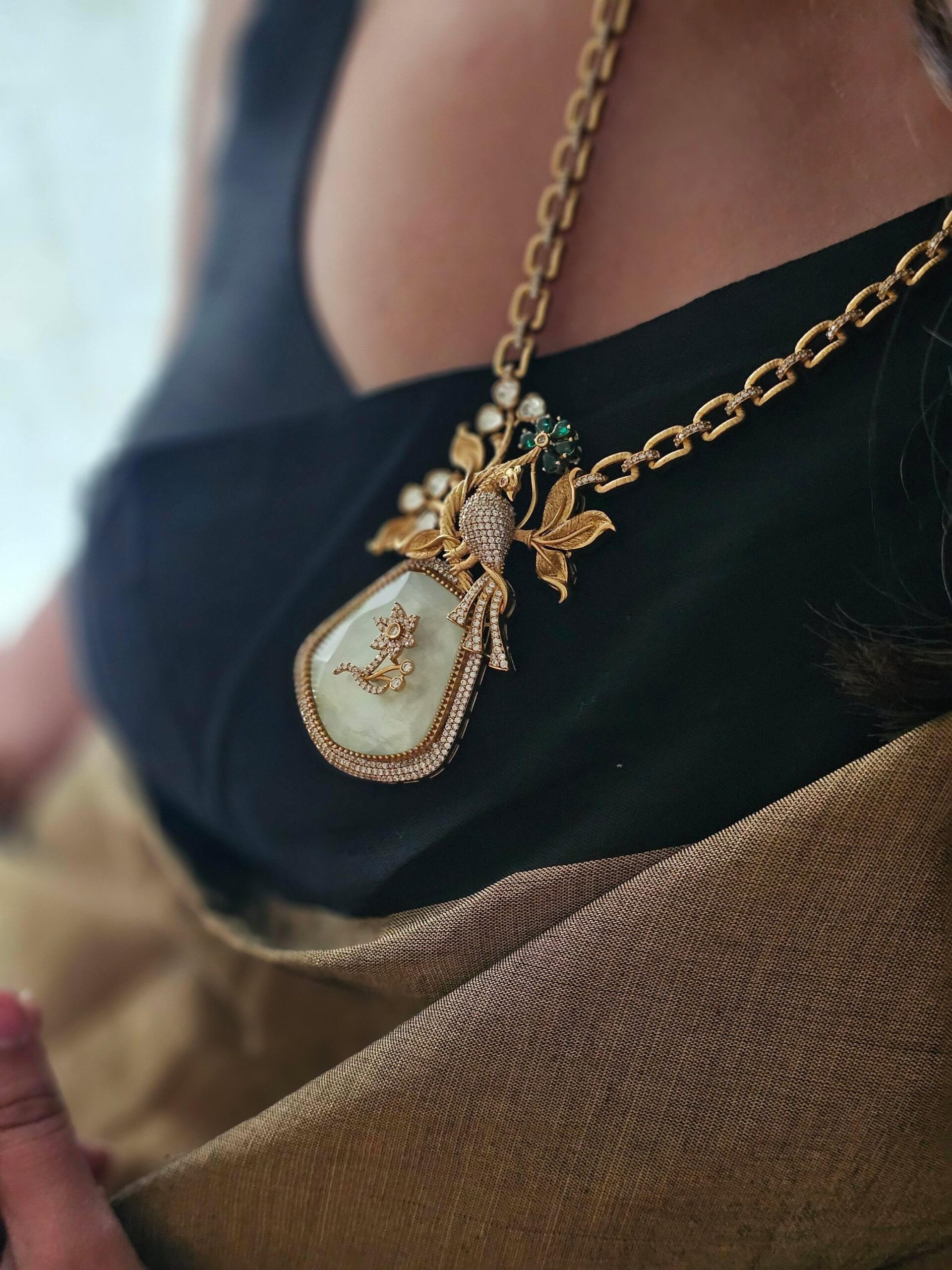 Mayurvan semi-precious stone long necklace Thumbnail