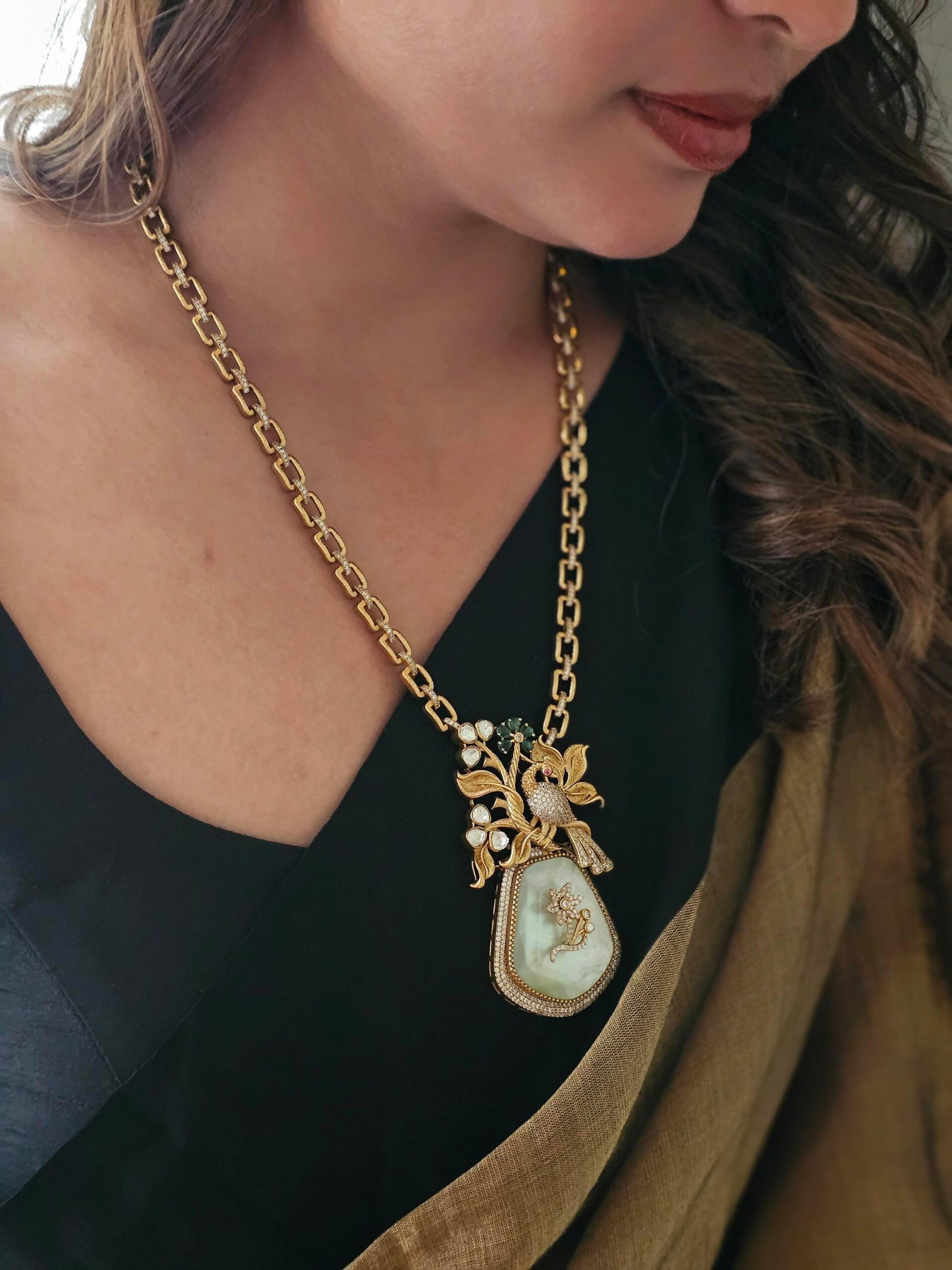 Mayurvan semi-precious stone long necklace Thumbnail