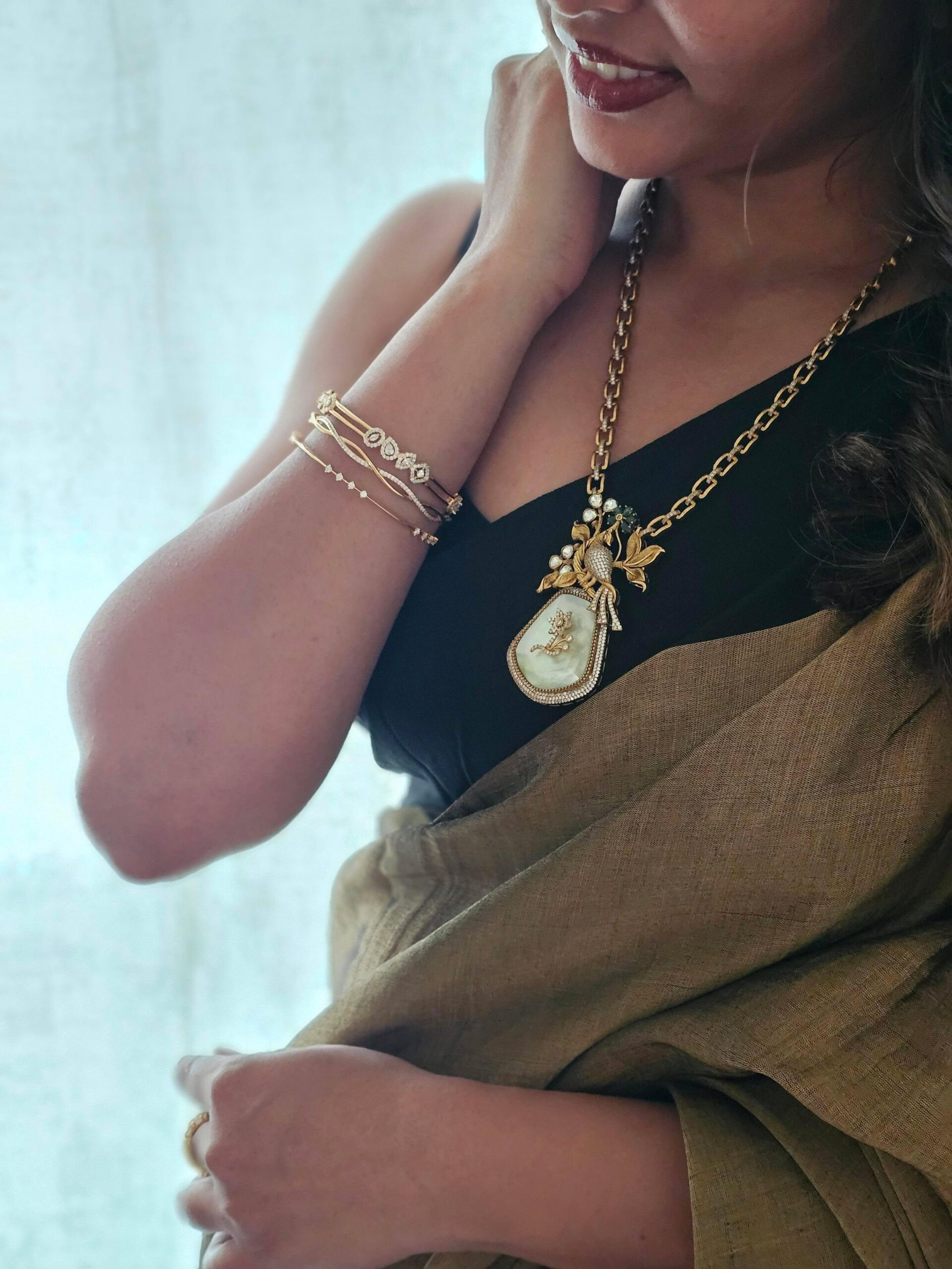 Mayurvan semi-precious stone long necklace Thumbnail