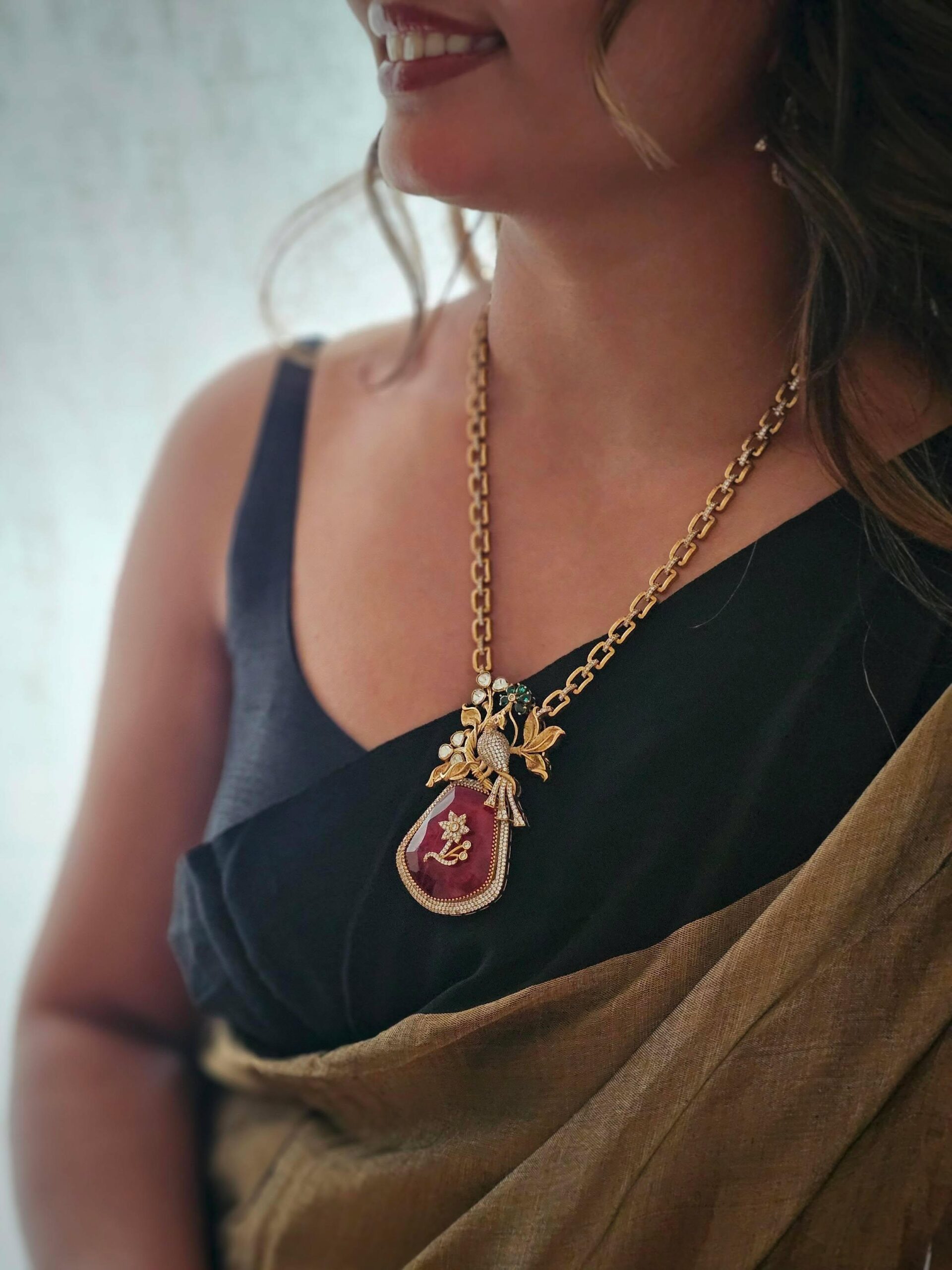 Mayurvan semi-precious stone long necklace Thumbnail