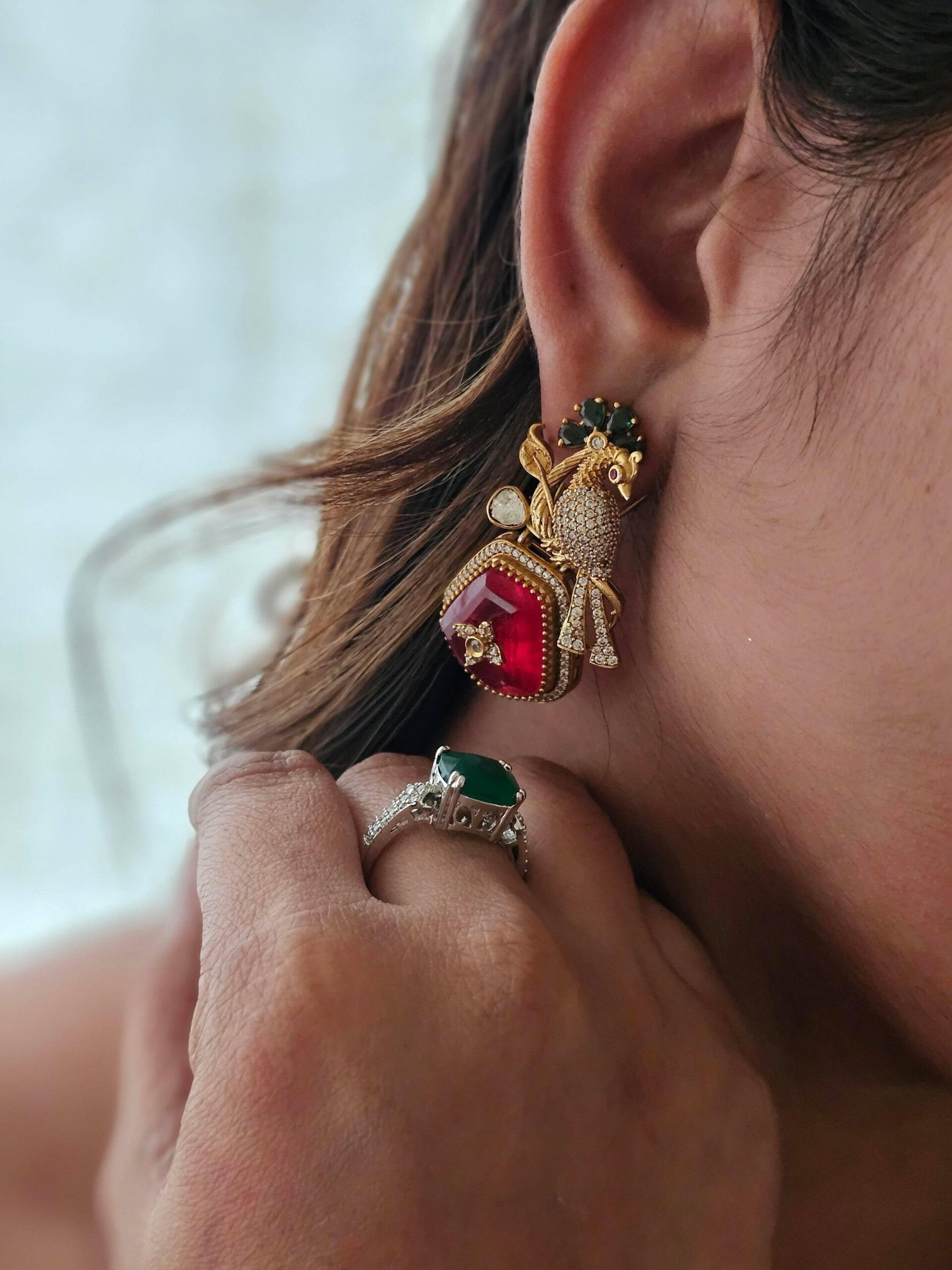 Mayurvan semi-precious stone long necklace Thumbnail