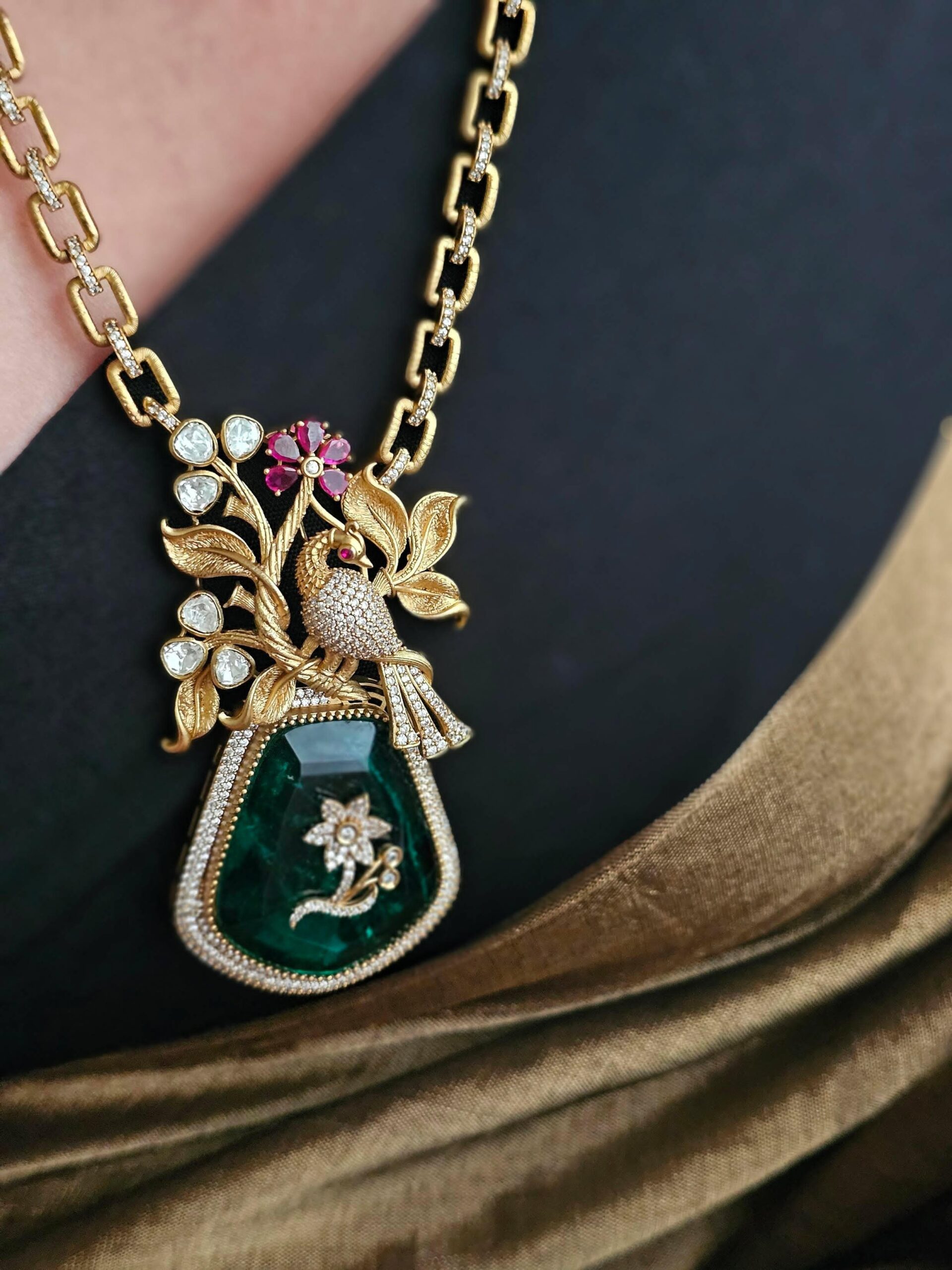 Mayurvan semi-precious stone long necklace Thumbnail